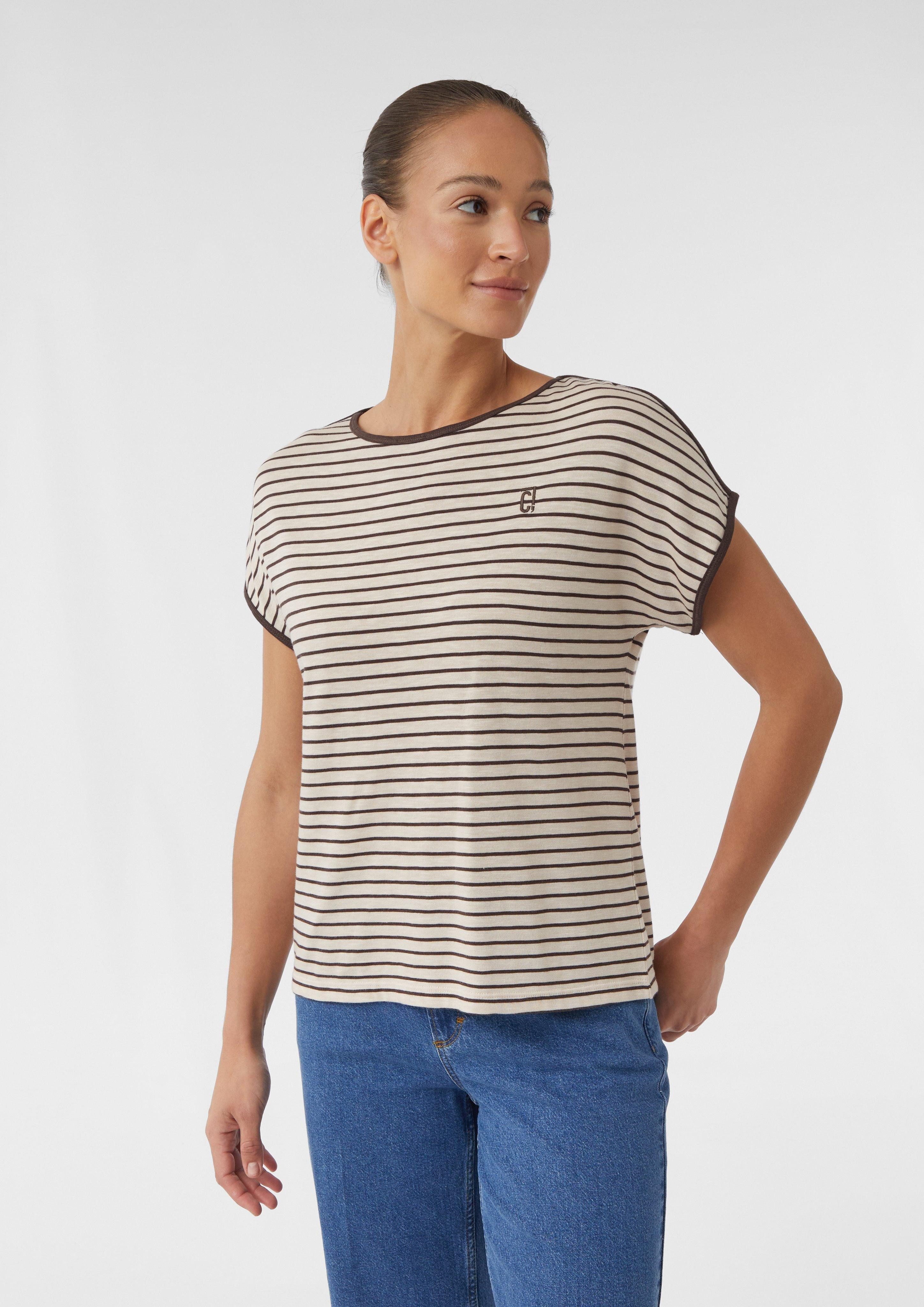 comma casual identity Kurzarmshirt Gestreiftes Jersey-T-Shirt günstig online kaufen