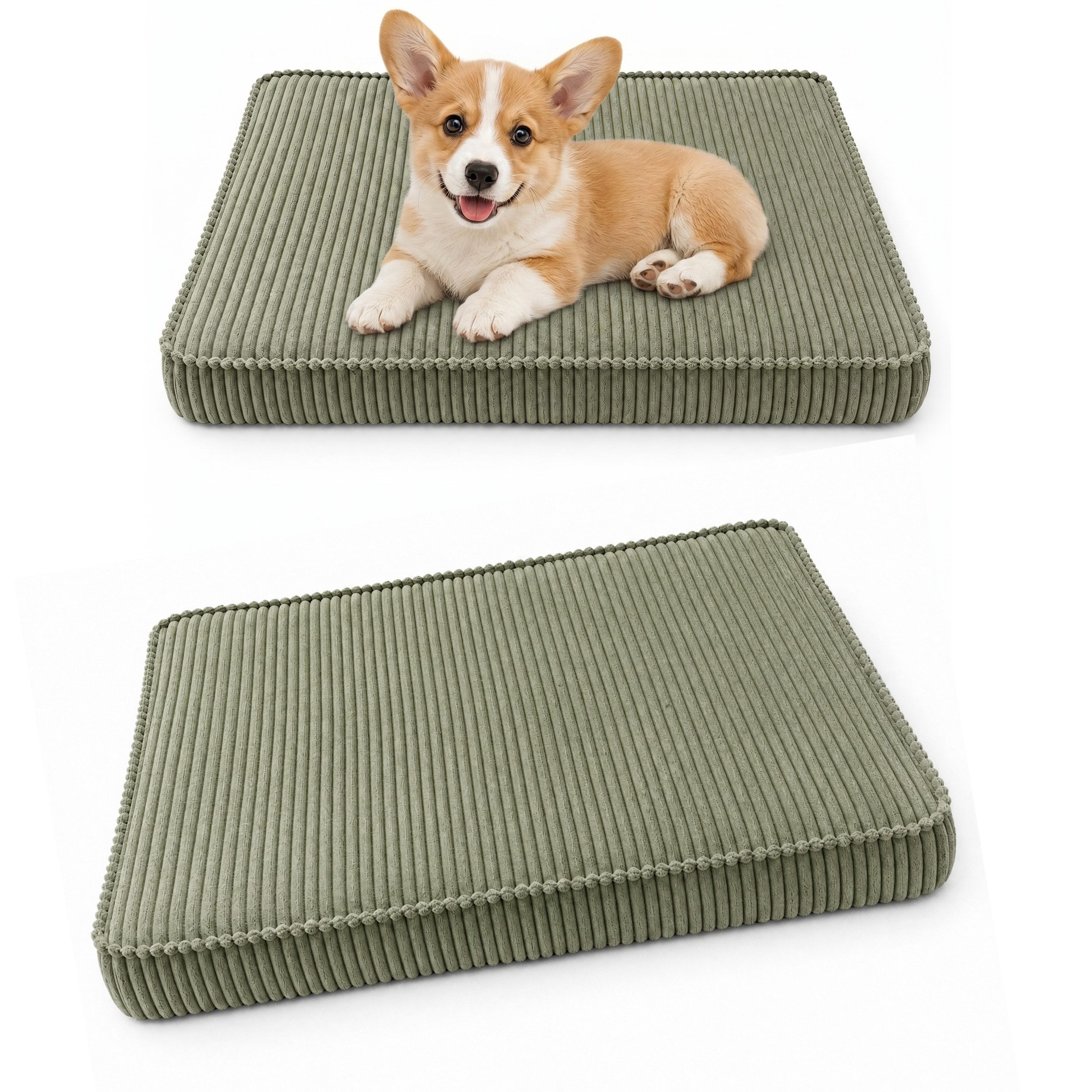 FORTISLINE Hundebett HUNDEBETT HUNDEKISSEN HUNDEMATTE CORD 45x65x8 CM GRÜN, Cord