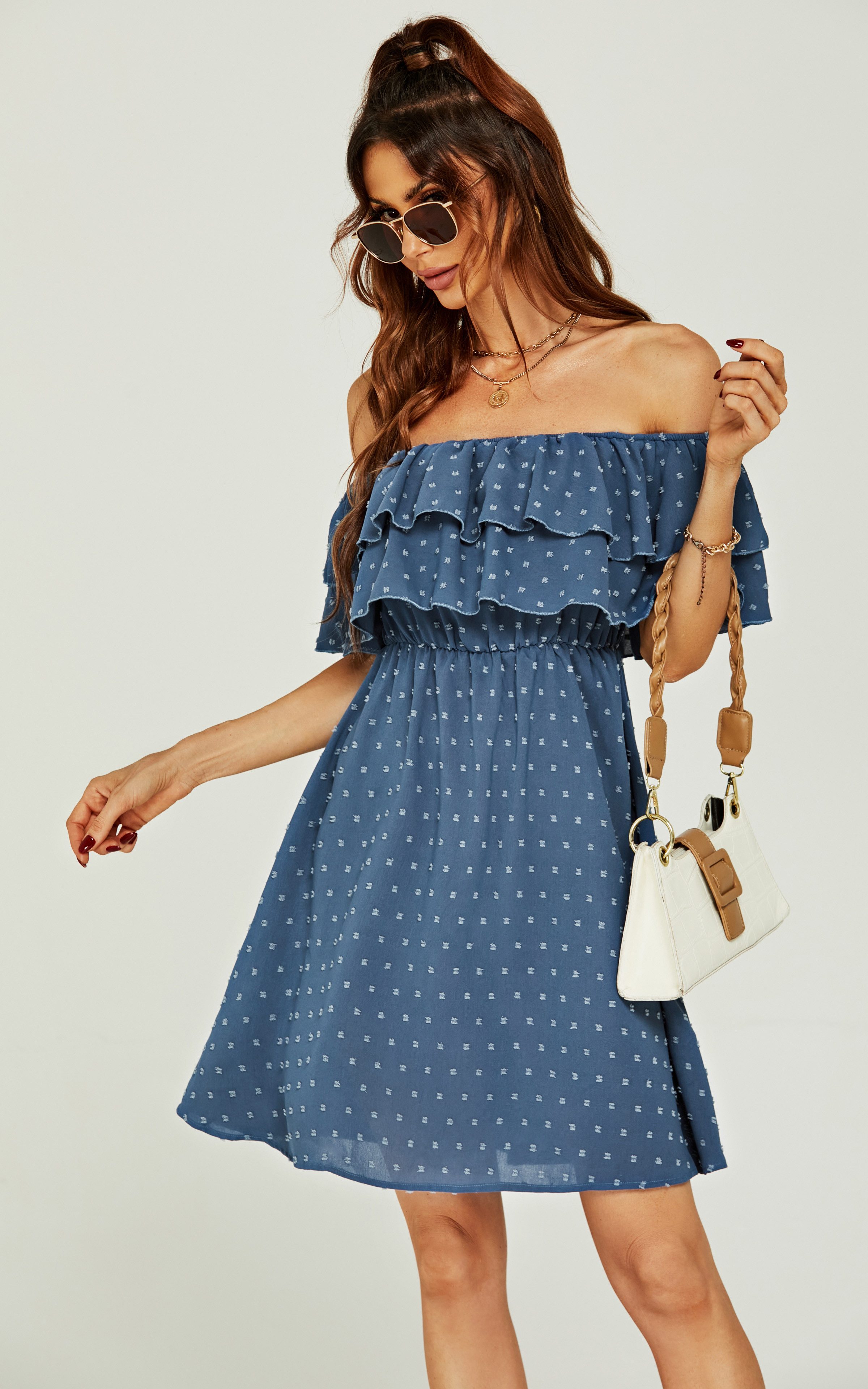 FS Collection Minikleid Damen Minikleid Bardotkleid Sommerkleid Partykleid Off Shoulder (XS (EU:36 / UK:8) · S (EU:38 / UK:10) · M (EU:40 / UK:12) · L (EU:42 / UK:14) · XL (EU:44 / UK:16), 4 Farben: Staubblau, Schwarz-Gelb, Schwarz-Rosa und Rot) Schwarz-G