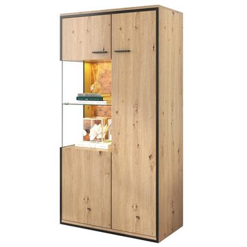 BlingBin Vitrine Moderne Vitrine mit LED-Beleuchtung Standvitrine (1-St., LED-Beleuchtung in 15 Farbvarianten, großer Stauraum) 78 B x 40 T x 150 H(cm), Vorverkauf!