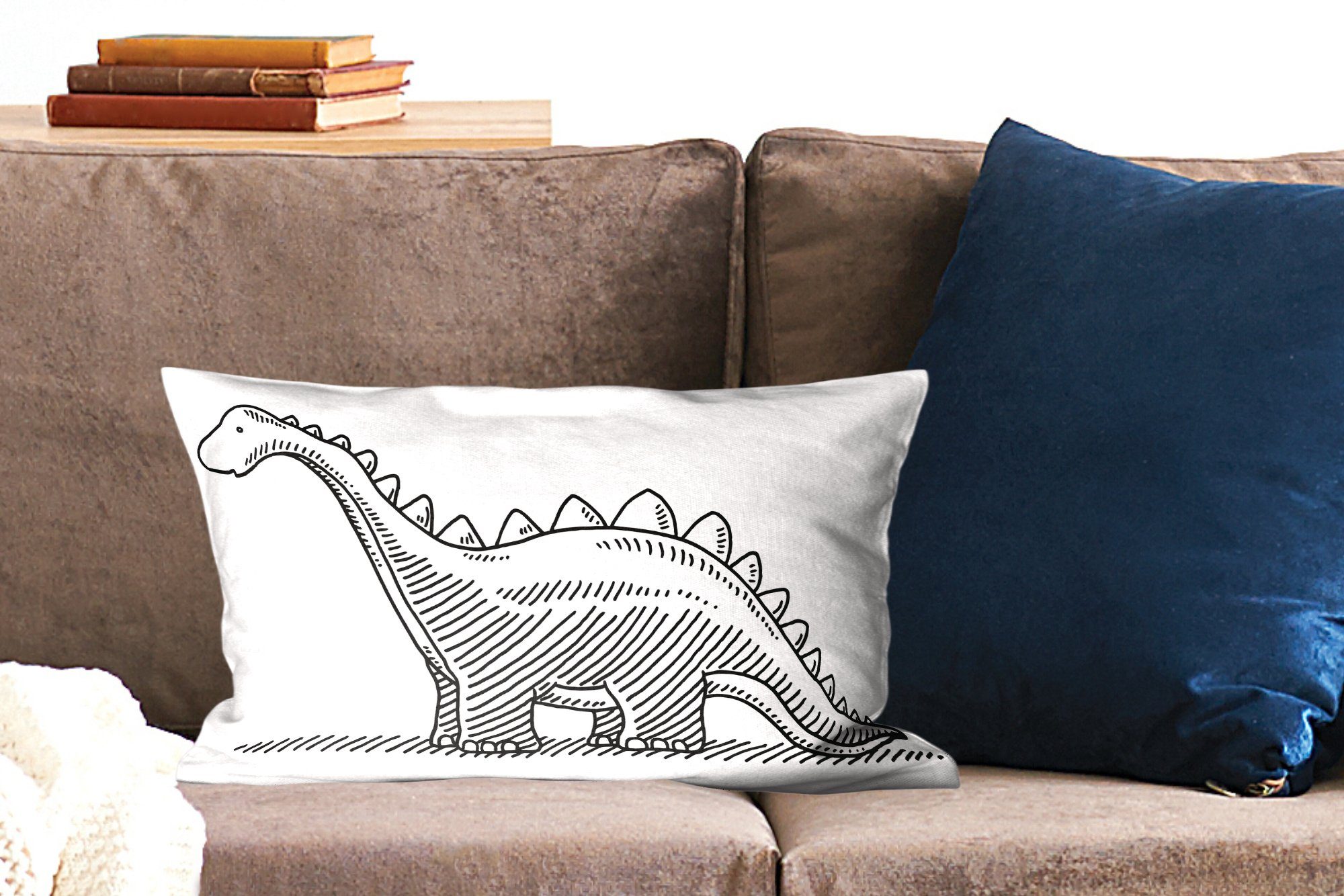 Füllung, Wohzimmer Illustration Dekoration, Schlafzimmer Kinder Dinosaurier - Dekokissen Dekokissen Zierkissen, mit MuchoWow Stegosaurus, - -