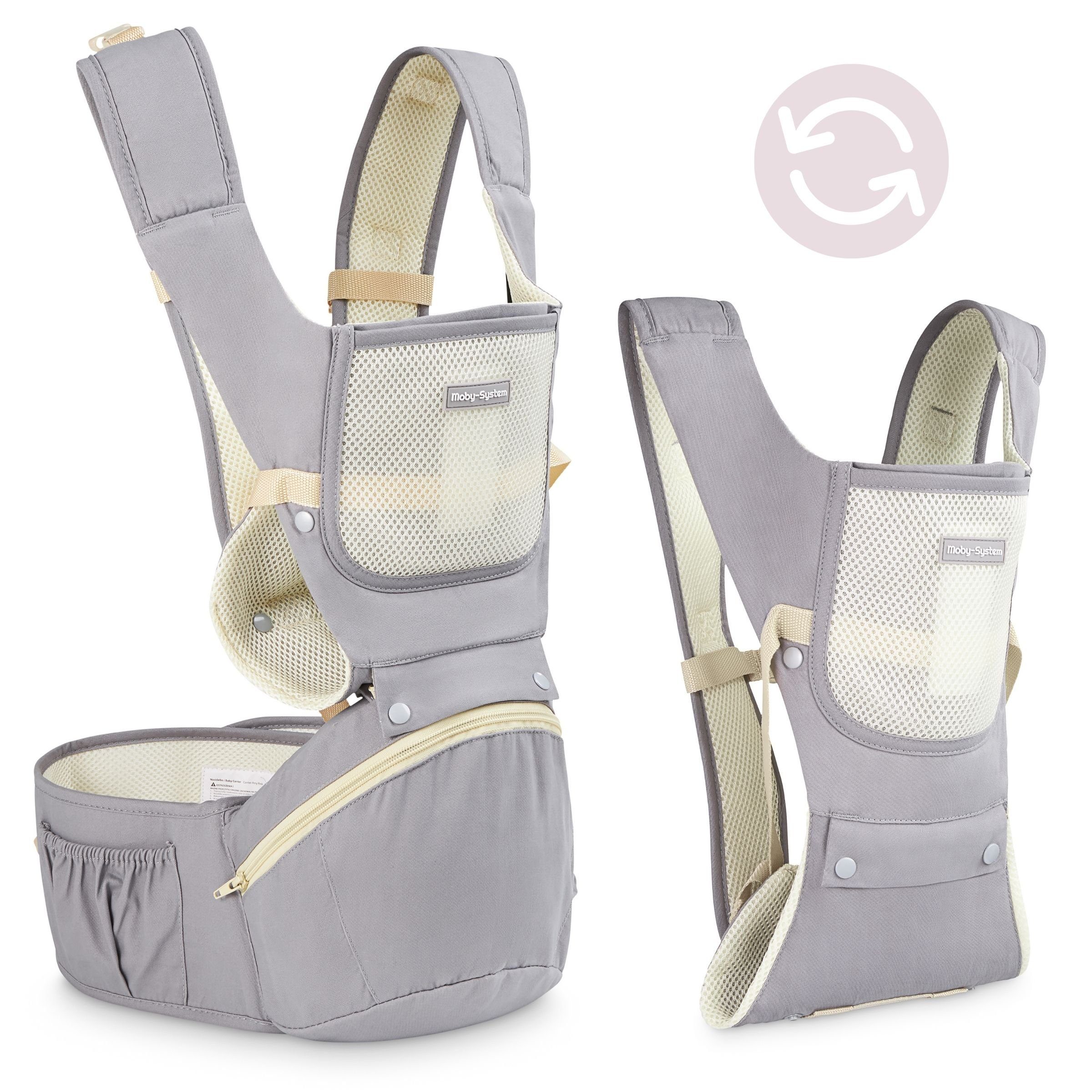 Moby-System Babytrage Ergonomische Babytrage - AMY 10in1 - 0-36 Monate, grau