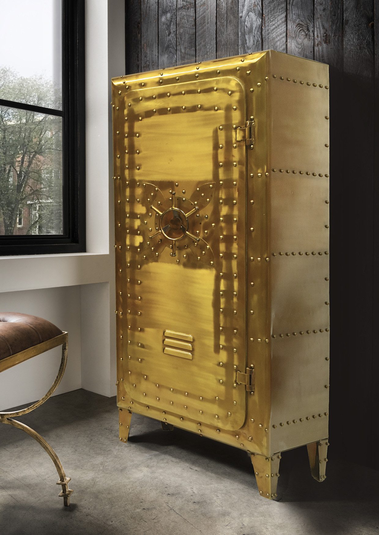 More2Home Beistellschrank SAFE, Metall vintage gold, mit Regaleinteilung