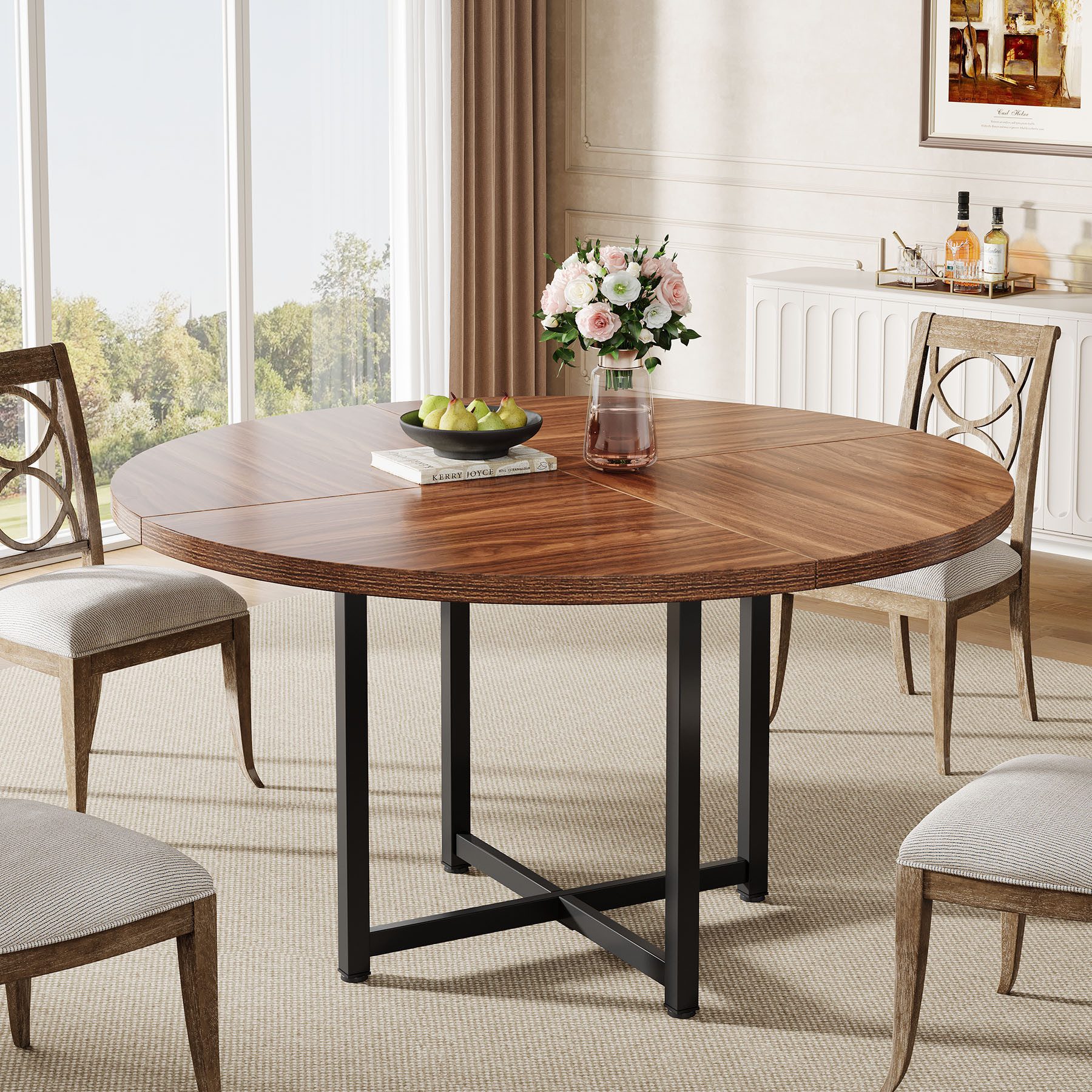 Tribesigns Esstisch 120cm Runder Esstisch - Industrieller Küchentisch mit M günstig online kaufen