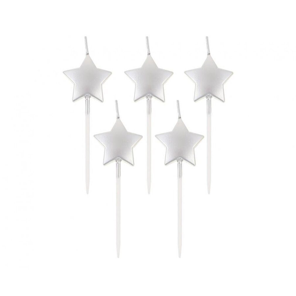 Godan Geburtstagskerze Star Metallic Silver Silberne Geburtstagskerze Set 5 Stk