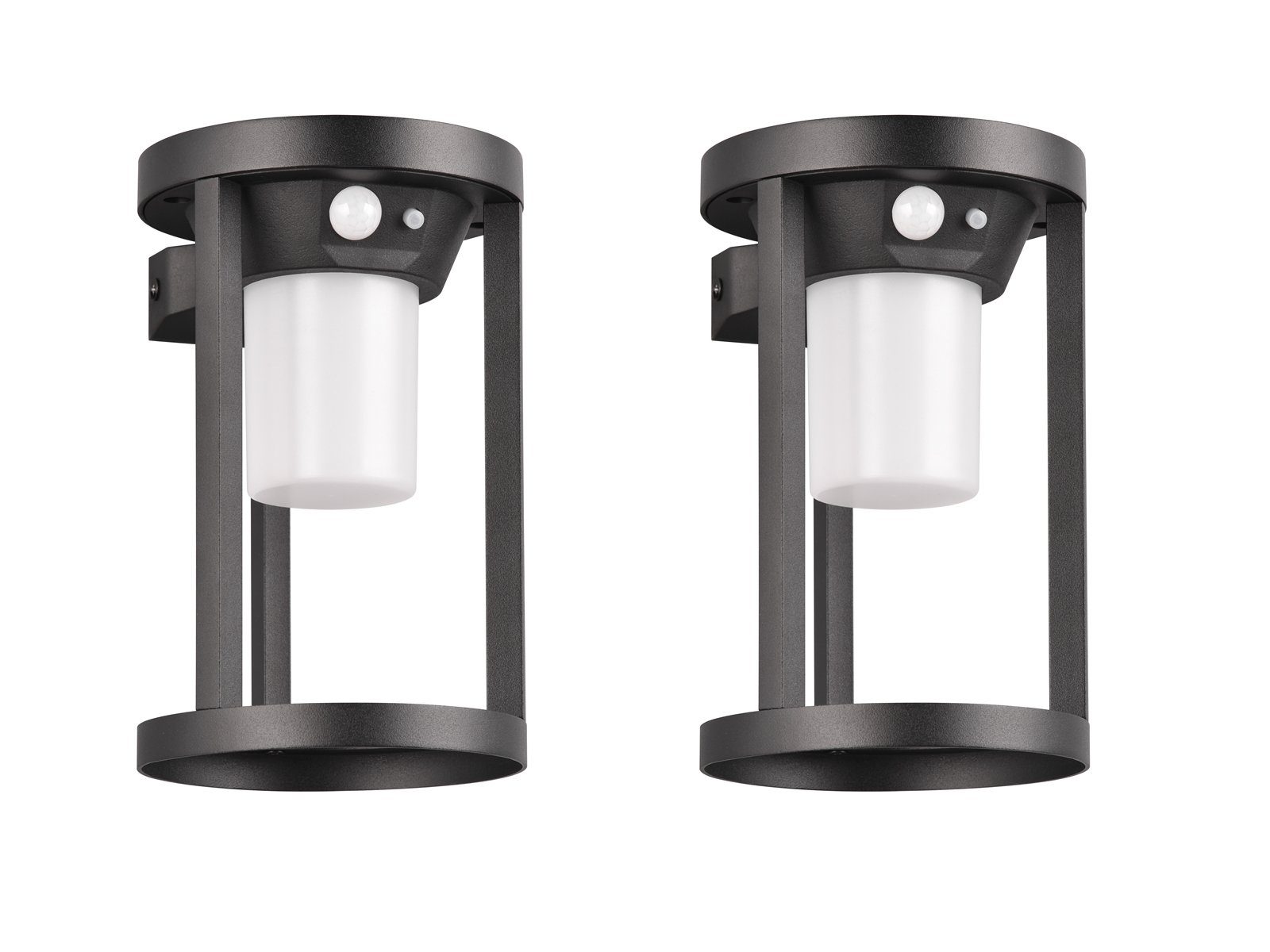 TRIO Leuchten LED Solarleuchte, Bewegungsmelder, LED fest integriert, Warmweiß, 2er SET Solarlaterne mit Bewegungsmelder, Solarlicht Balkon, Anthrazit