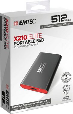 EMTEC X210 Elite Portable SSD 512GB externe SSD (512 GB) 500 MB/S Lesegeschwindigkeit, 500 MB/S Schreibgeschwindigkeit