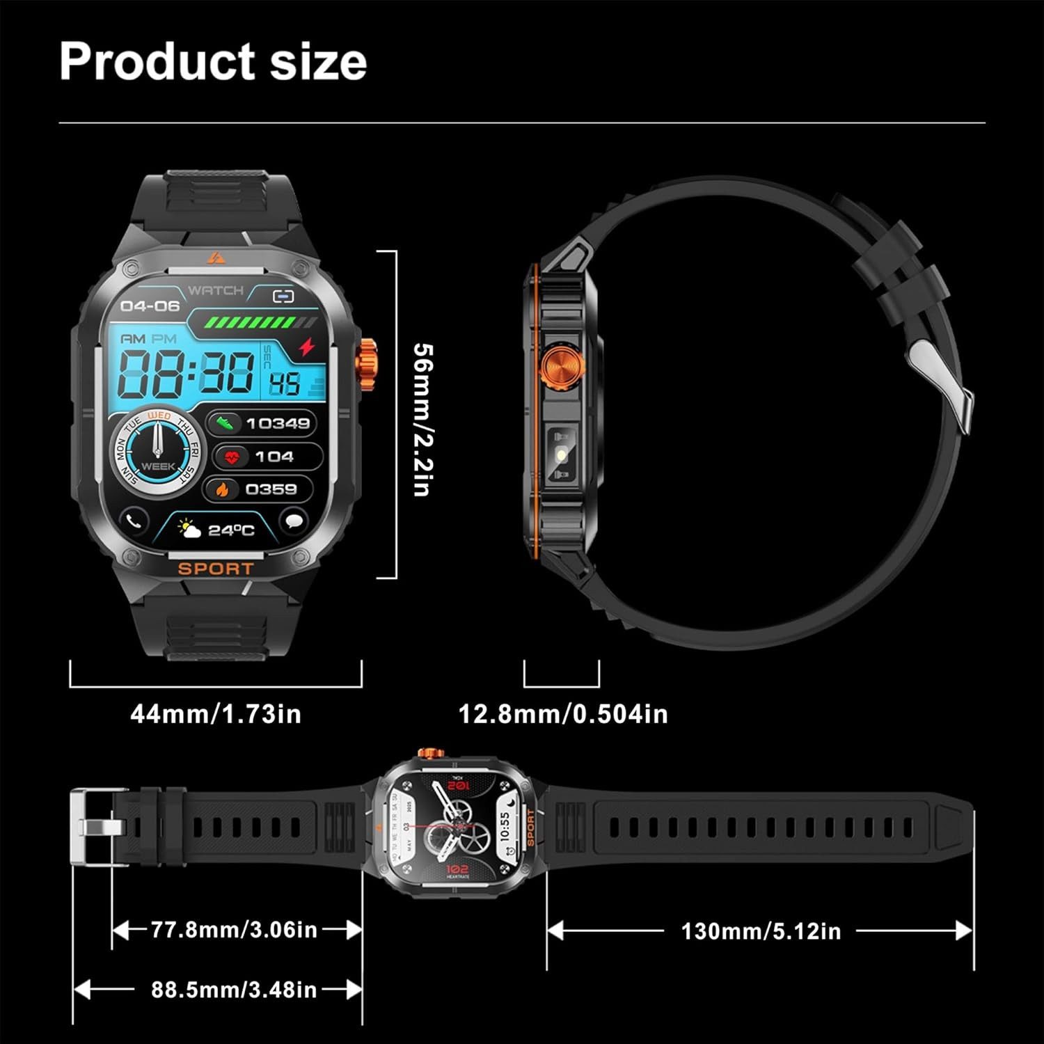 SGDDFIT 2025 Nuovo Smartwatch (5,1 cm, android ios), Herren Smartwatch mit 2.01" AMOLED Display, Bluetooth Calls