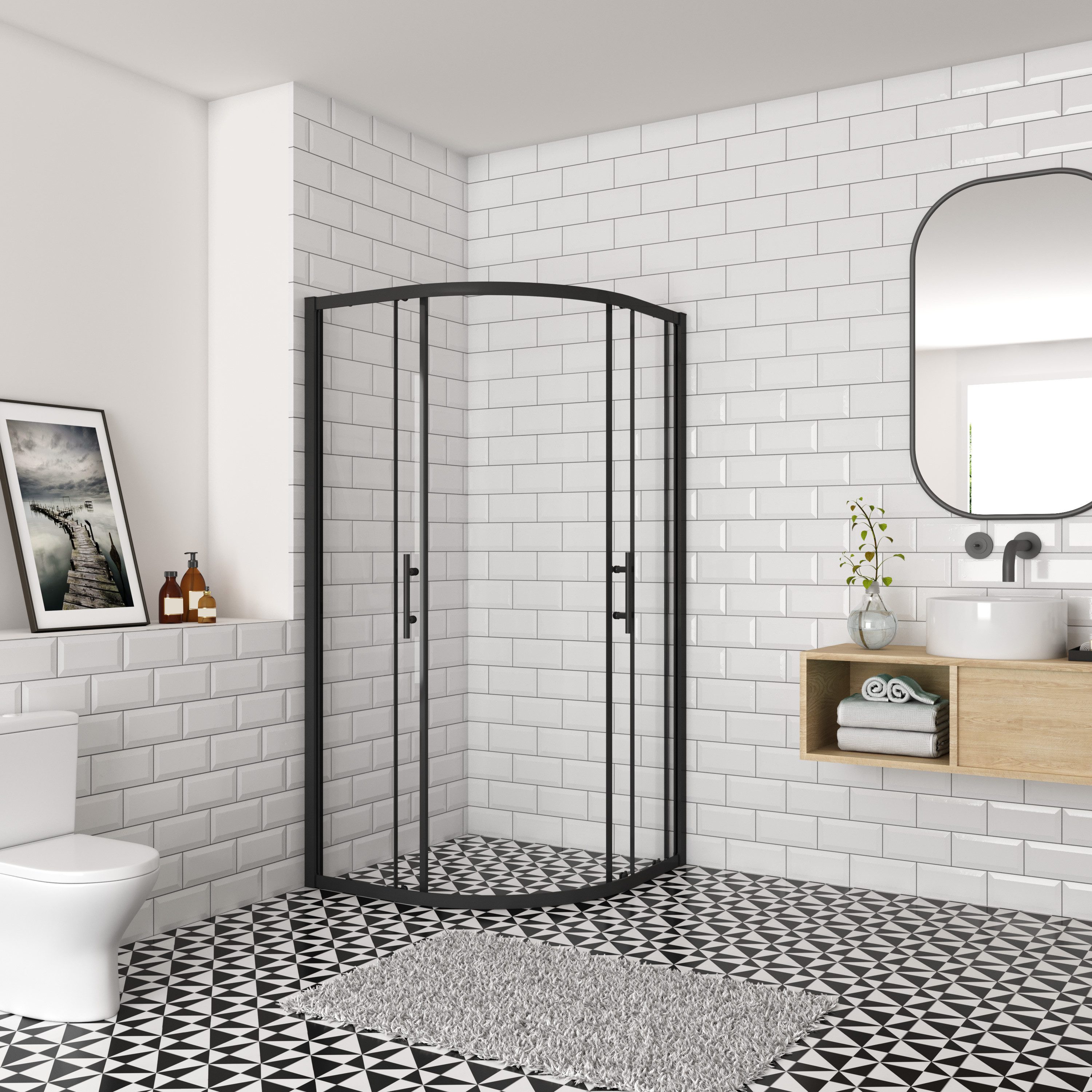duschspa Runddusche Viertelkreis Duschkabine Schiebetür Glastür Duschtür, BxT: 90x90 cm, Sicherheitsglas, ebenerdiger Einbau möglich