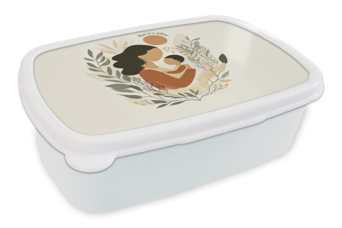 MuchoWow Lunchbox Illustration - Zitat - Mutter, Kunststoff, (2-tlg), Brotdose Schule oder Arbeit, Brotbox für Kinder und Erwachsene