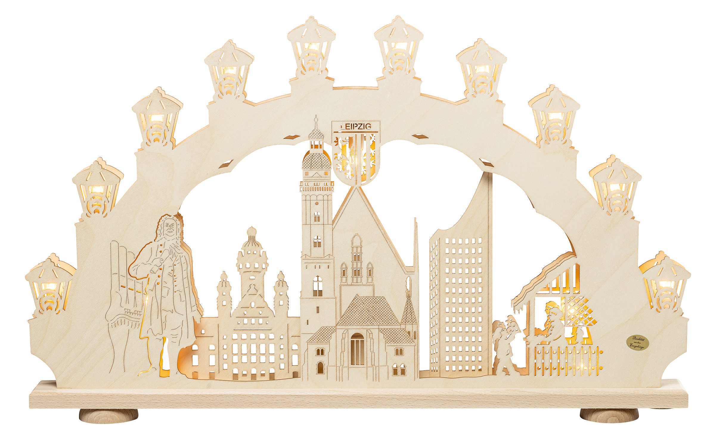 SAICO Original LED Schwibbogen 3D-Lichterbogen, Leipzig, Premium LED-Beleuchtung, warmweiß, BxHxT: 66x40x6 cm