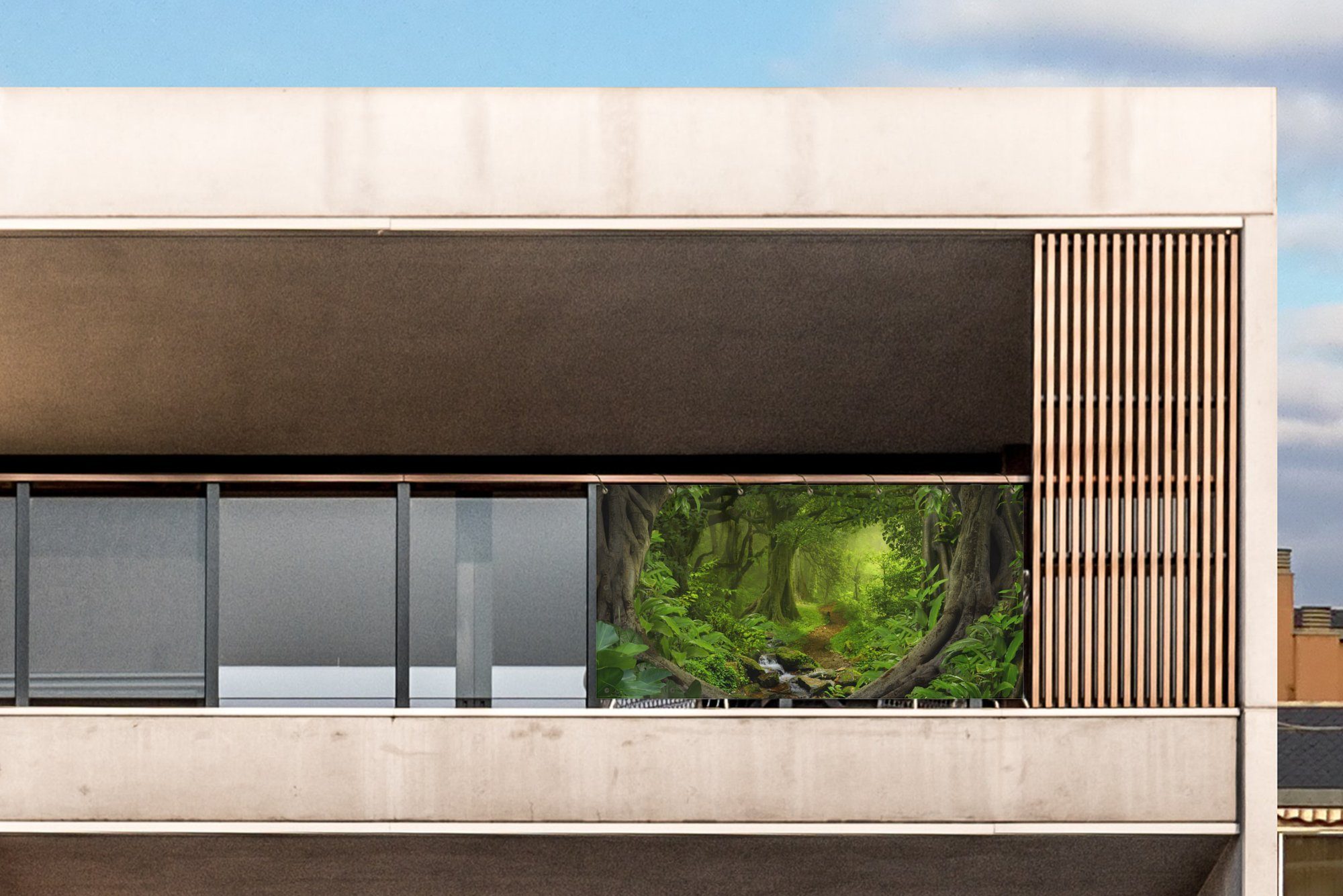 Thumbnail - MuchoWow Balkonsichtschutz Dschungel - Grün - Natur - Tropisch - Pflanzen (1-St) Balkon Sichtschutz 90x200, Windschutz f...
