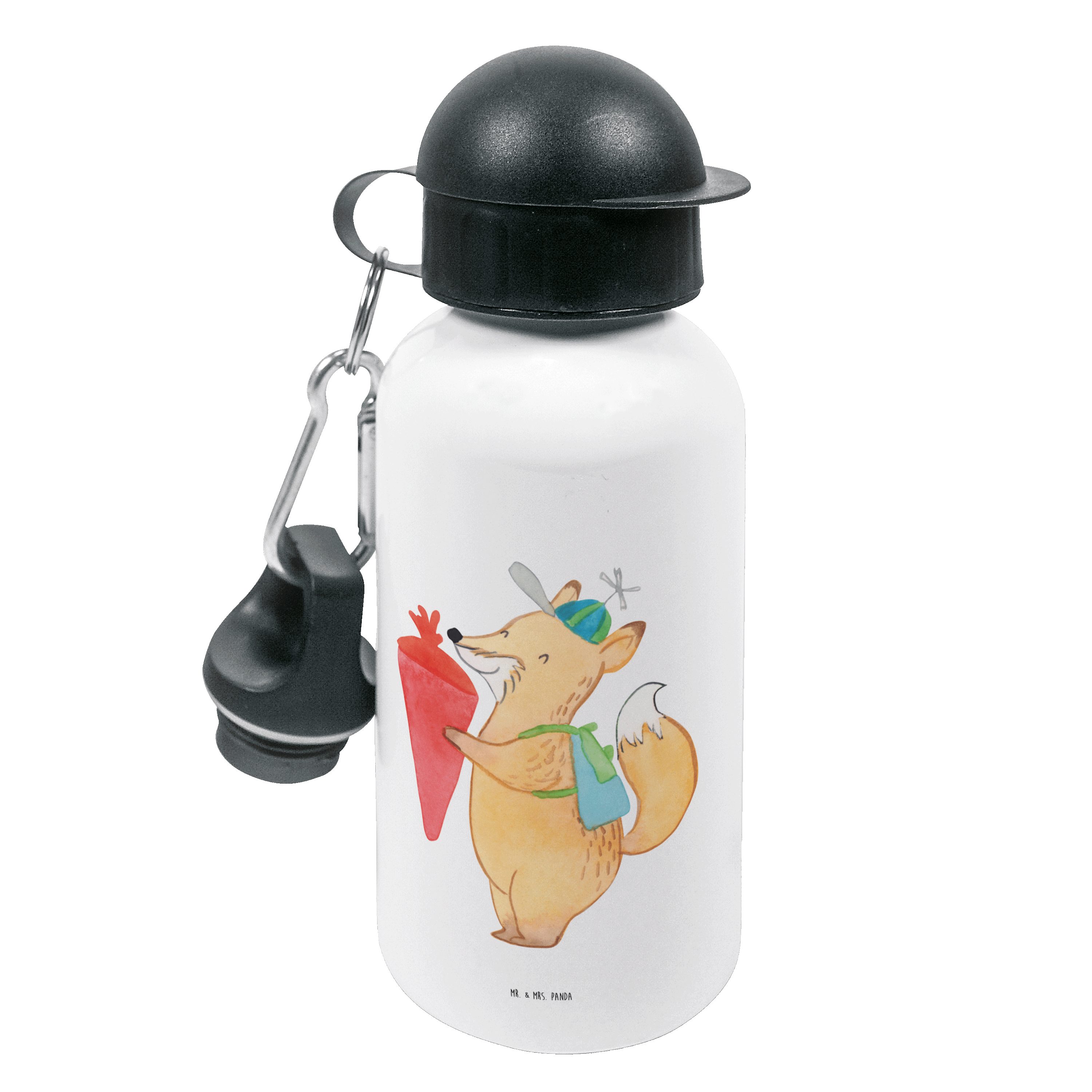 Mr. & Mrs. Panda Trinkflasche Fuchs Schulkind - Weiß - Geschenk, lustige Sprüche, Flasche, Kinder T