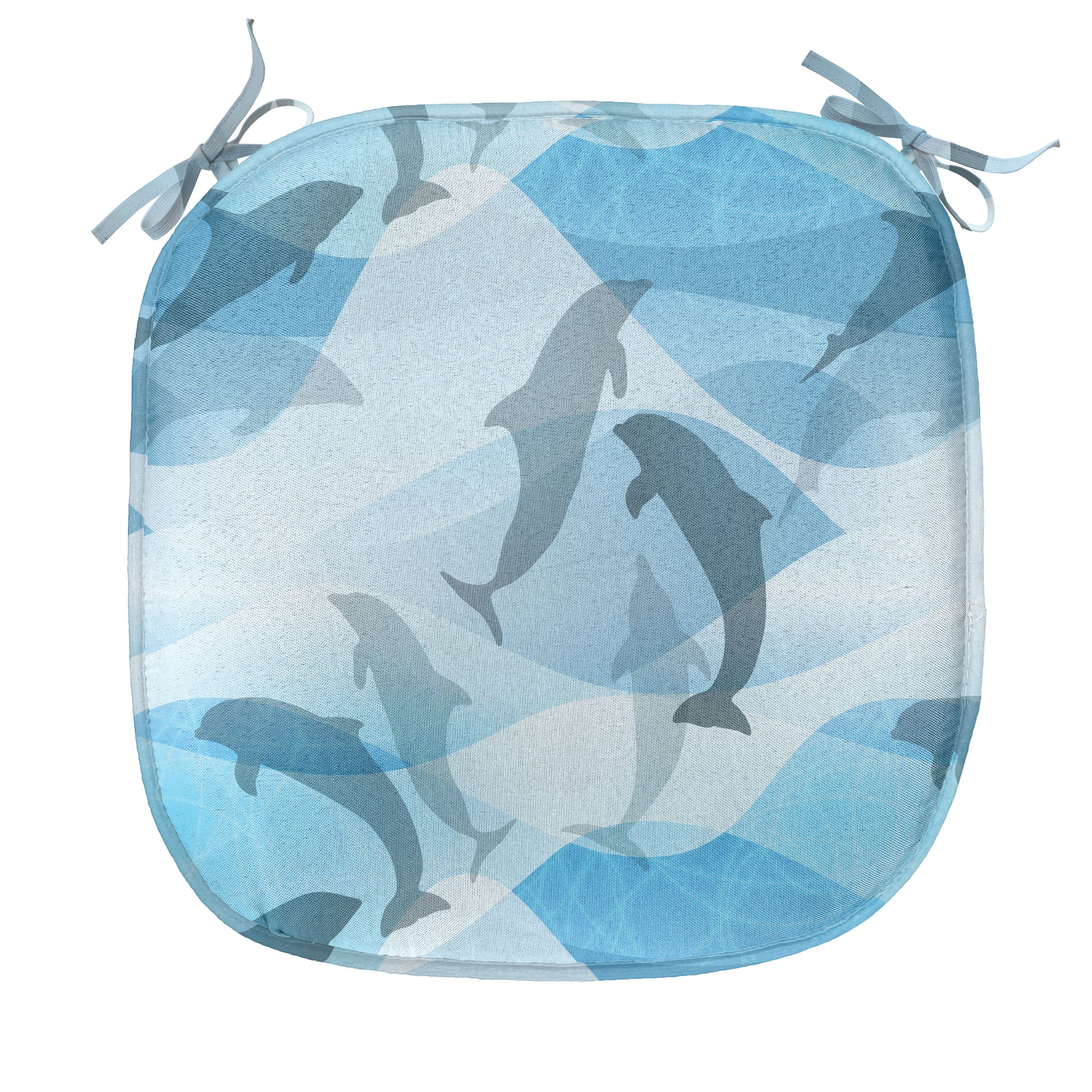 Abakuhaus Stuhlkissen Riemen Unterwasser-Fisch-Muster für Dekoratives Delphin Küchensitze, wasserfestes Kissen mit