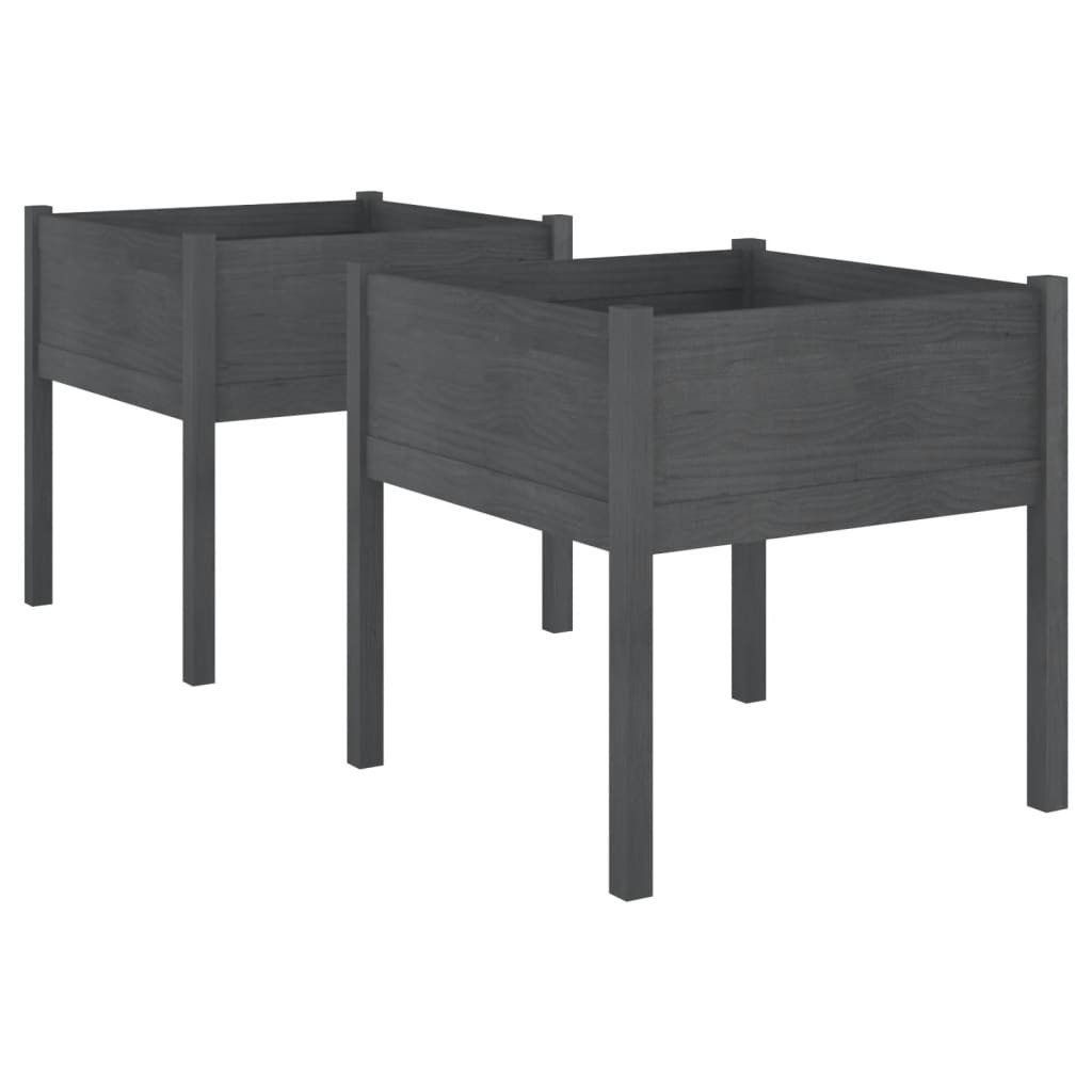 vidaXL Blumentopf Pflanzkübel 2 Stk. Grau 70x70x70 cm Massivholz Kiefer (2 St)