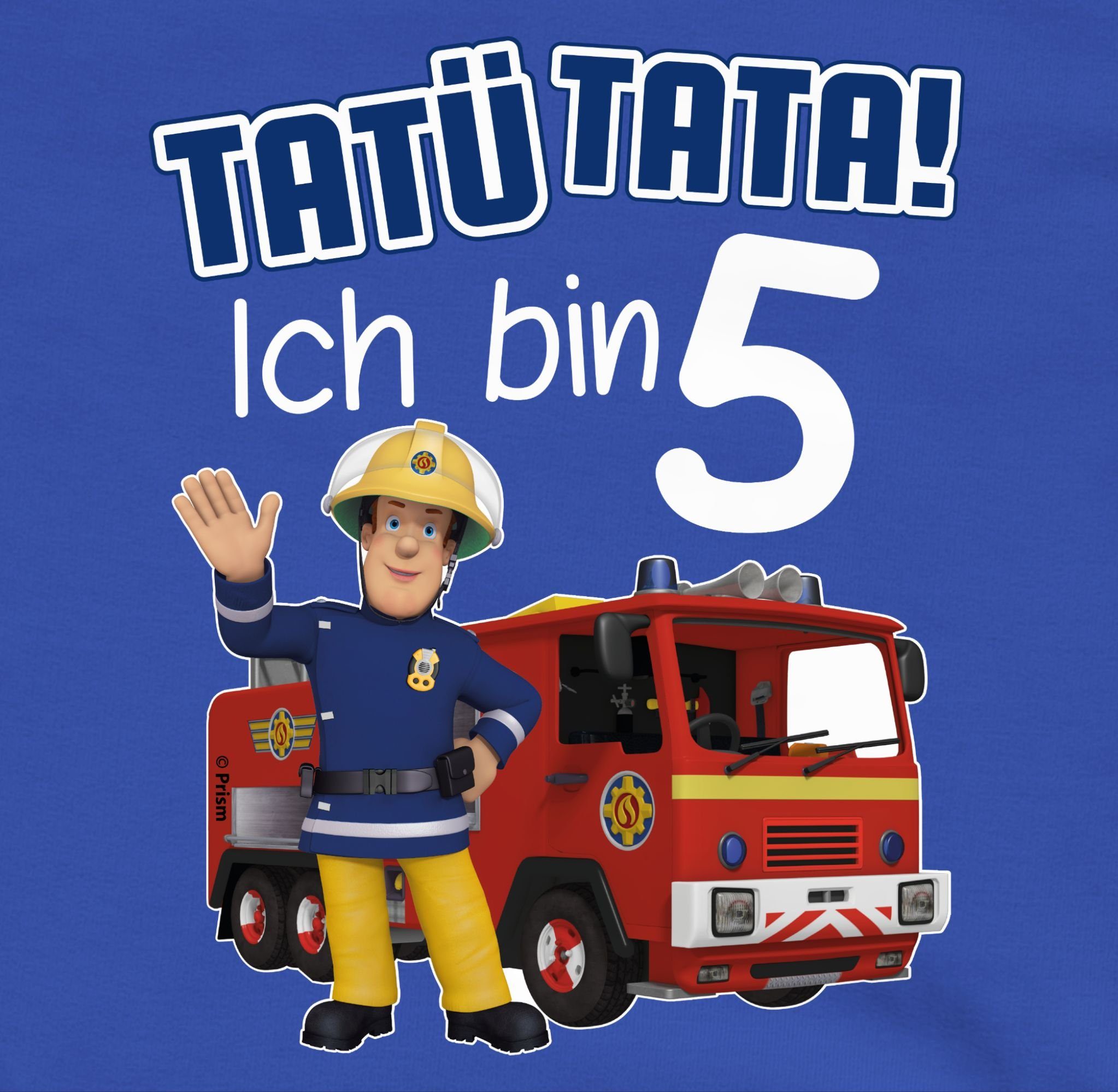 1 Mädchen Tatü Feuerwehrmann Sweatshirt Royalblau - 5 Tata! blau Sam Shirtracer bin Ich