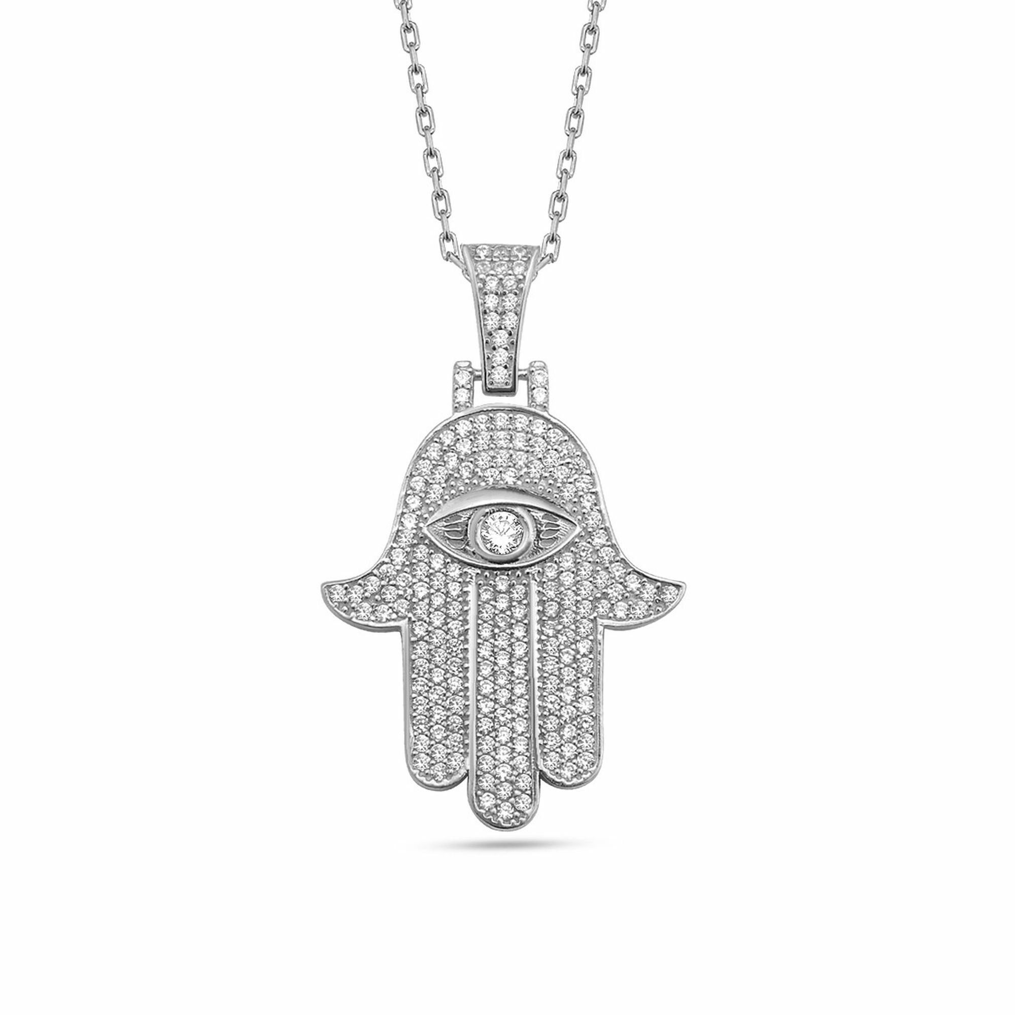 dKeniz Kettenanhänger 925/- Sterling Silber Fatima's Hand Silberkette | Kettenanhänger