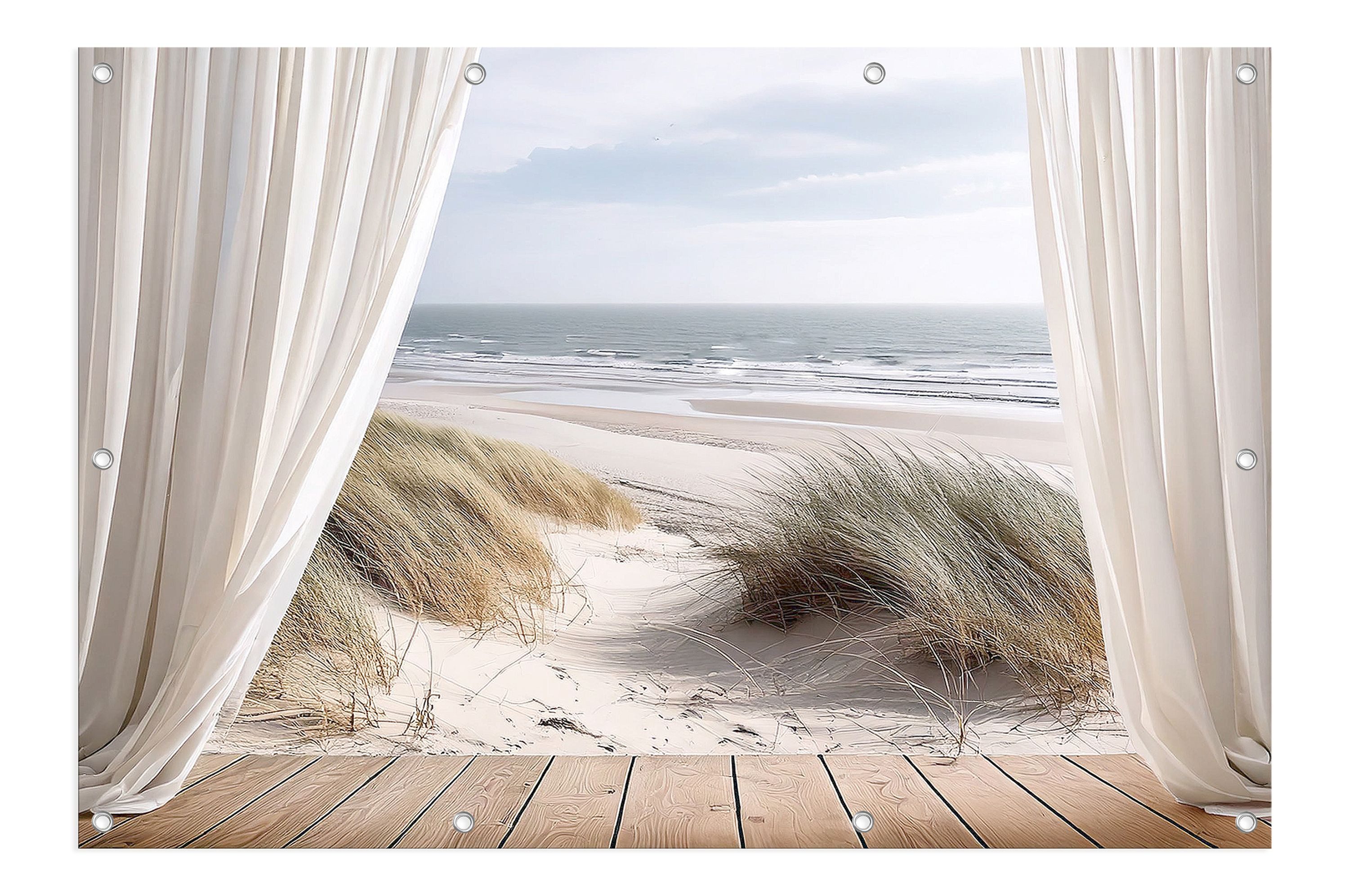 artissimo Poster Garten-Poster XXL 120x80cm Gartendeko Balkon-Deko Outdoor-Deko Meer, Outdoor-Poster: Strand & Dünen