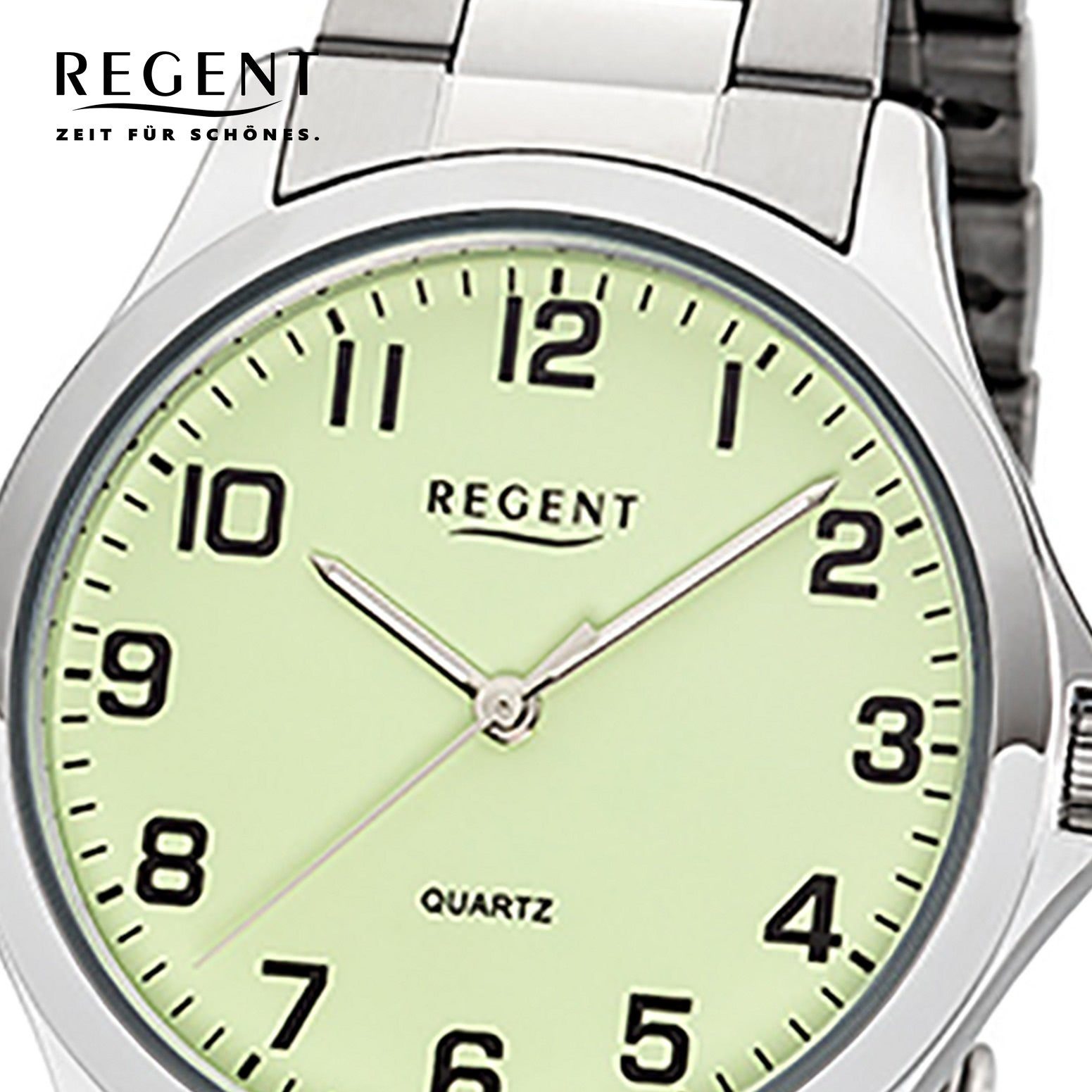 Regent Quarzuhr Regent Herren Uhr Herren 39mm), Armbanduhr mittel Metallarmband rund, 1152405 Quarz, (ca. Metall