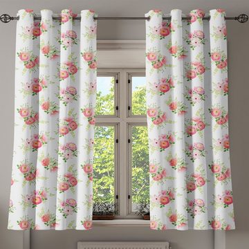 Gardine Dekorative 2-Panel-Fenstervorhänge für Schlafzimmer Wohnzimmer, Abakuhaus, Nostalgisch Magnolia Frische Knospen