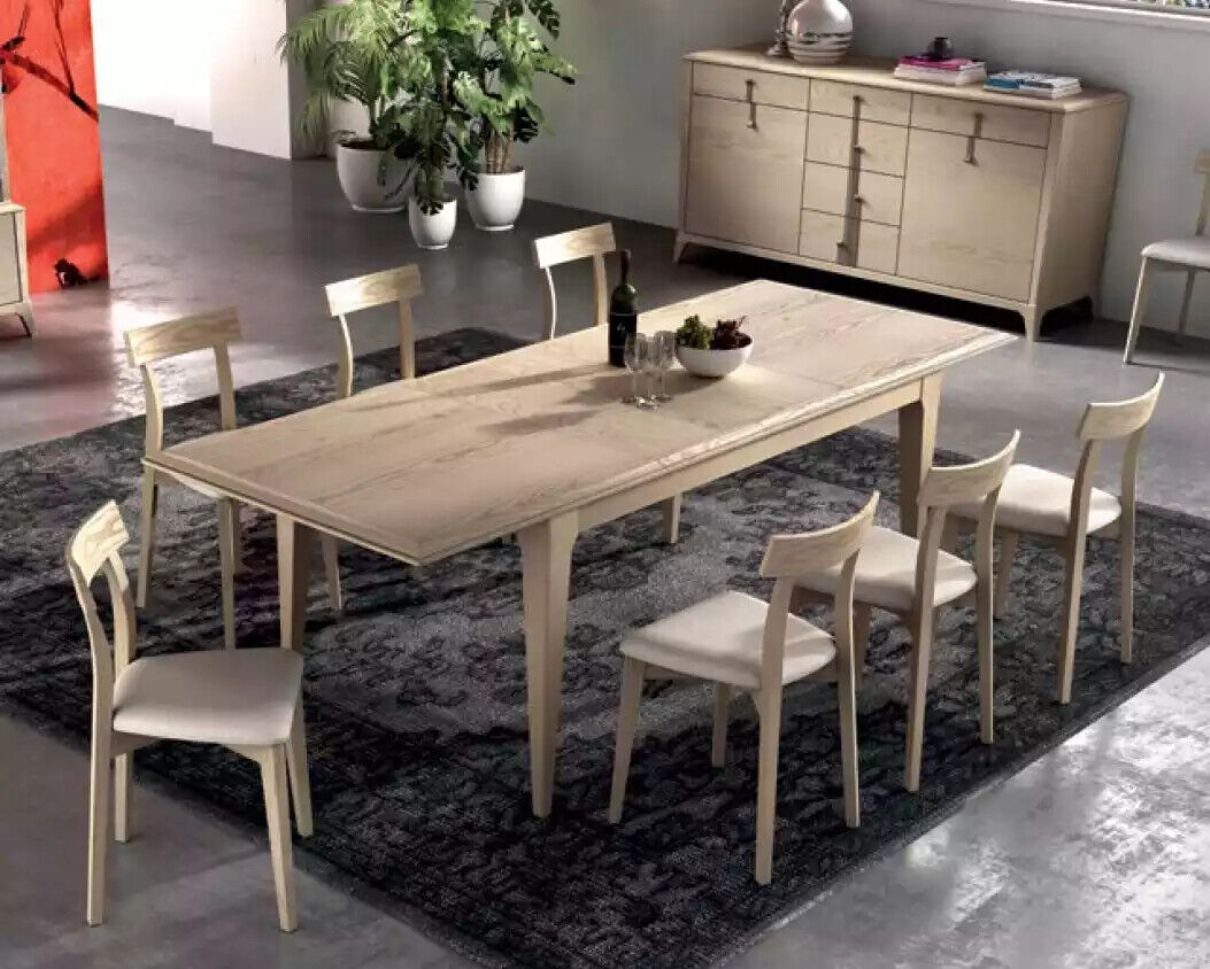 JVmoebel Esszimmer-Set Beige Esszimmer Esstisch 6x Stühle Garnitur Essgruppe 7tlg. Tisch, (7-St., Nur Esstisch + 6x Stühle), Made in Italy