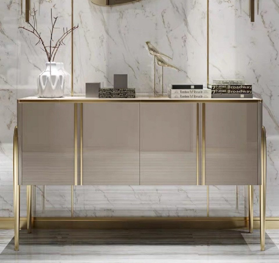 JVmoebel Sideboard Designer Sideboard Anrichte Grau Schrank Regal Holz Luxus Kommoden (3 St., Sideboard), Made in Europa