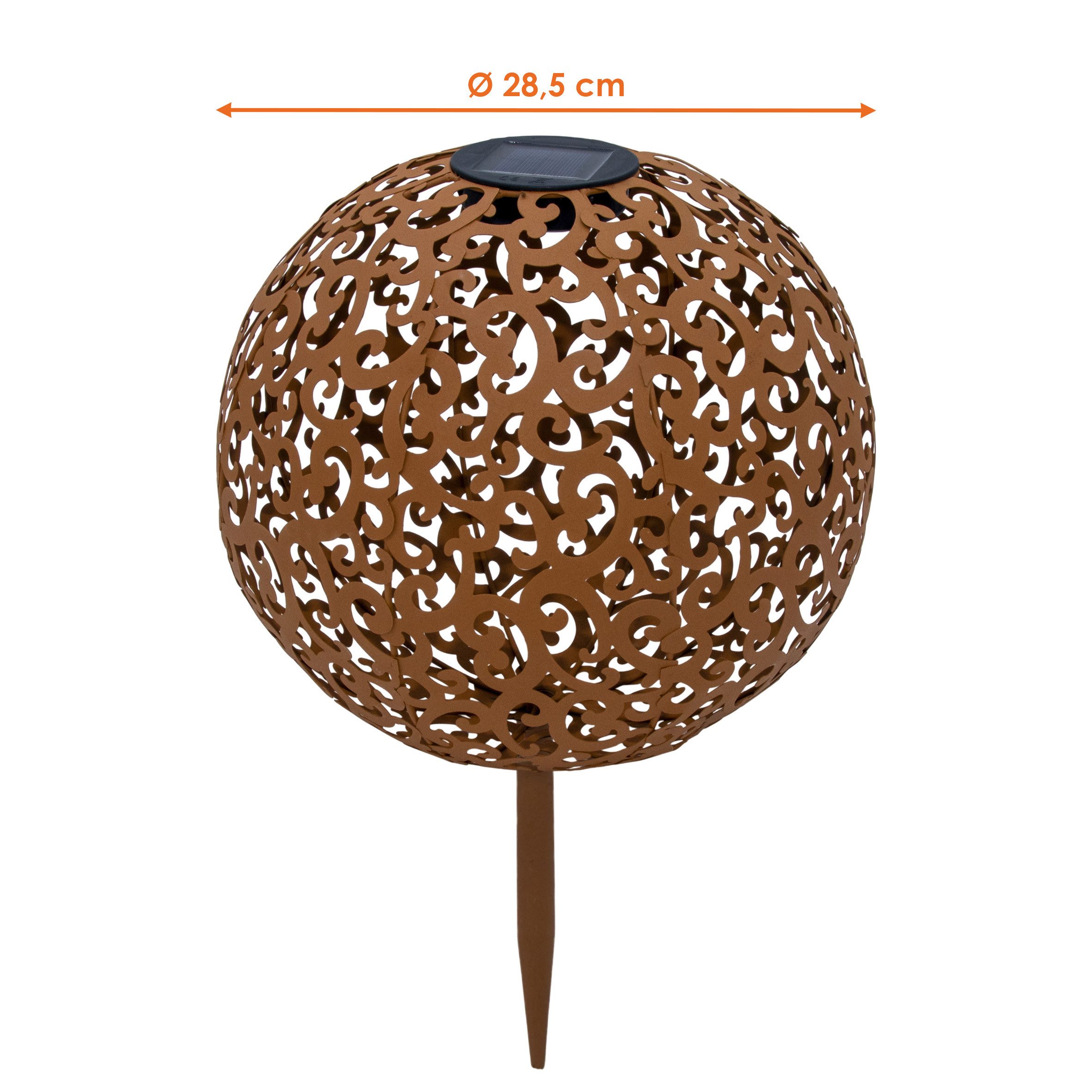 Spetebo Gartenleuchte Solar Dekokugel Metall - Ø 28,5cm, LED fest intregiert, warm weiß, Wegleuchte Solarkugel Sommerdeko