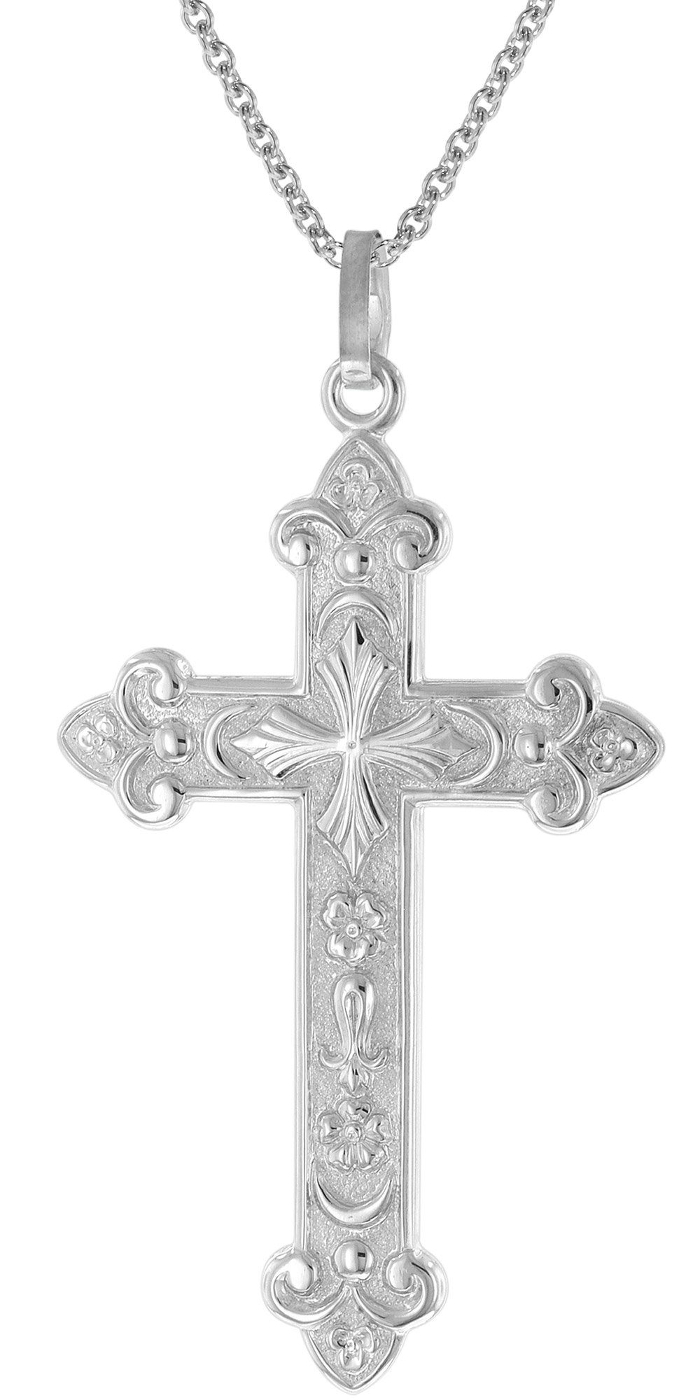 trendor Kette mit Anhänger mit orthodoxem Kreuz Anhänger 45 mm 925 Silber