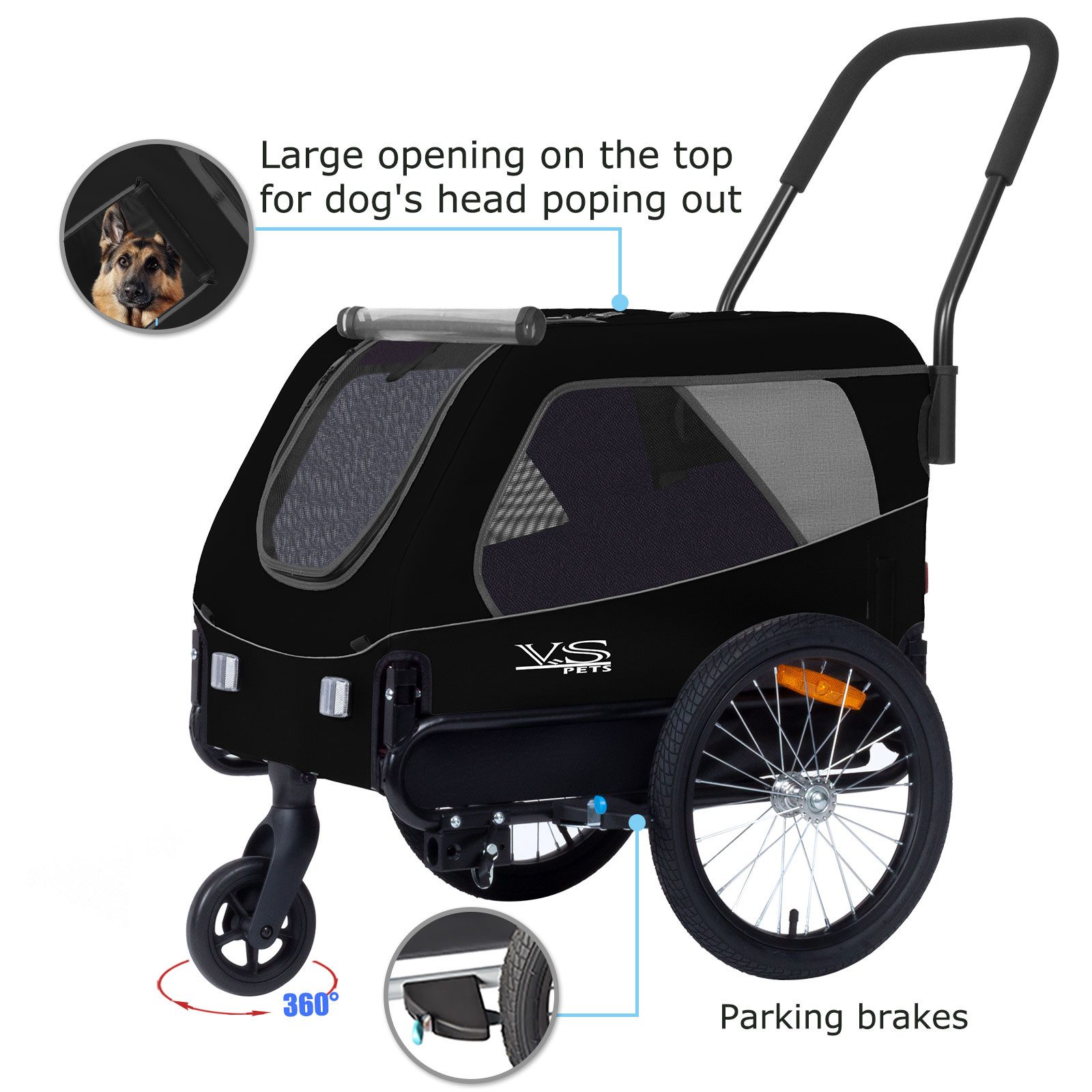 TIGGO Fahrradhundeanhänger Tiggo Medium Hundeanhänger & Buggy 2in1 Fahrradanhänger Hundebuggy