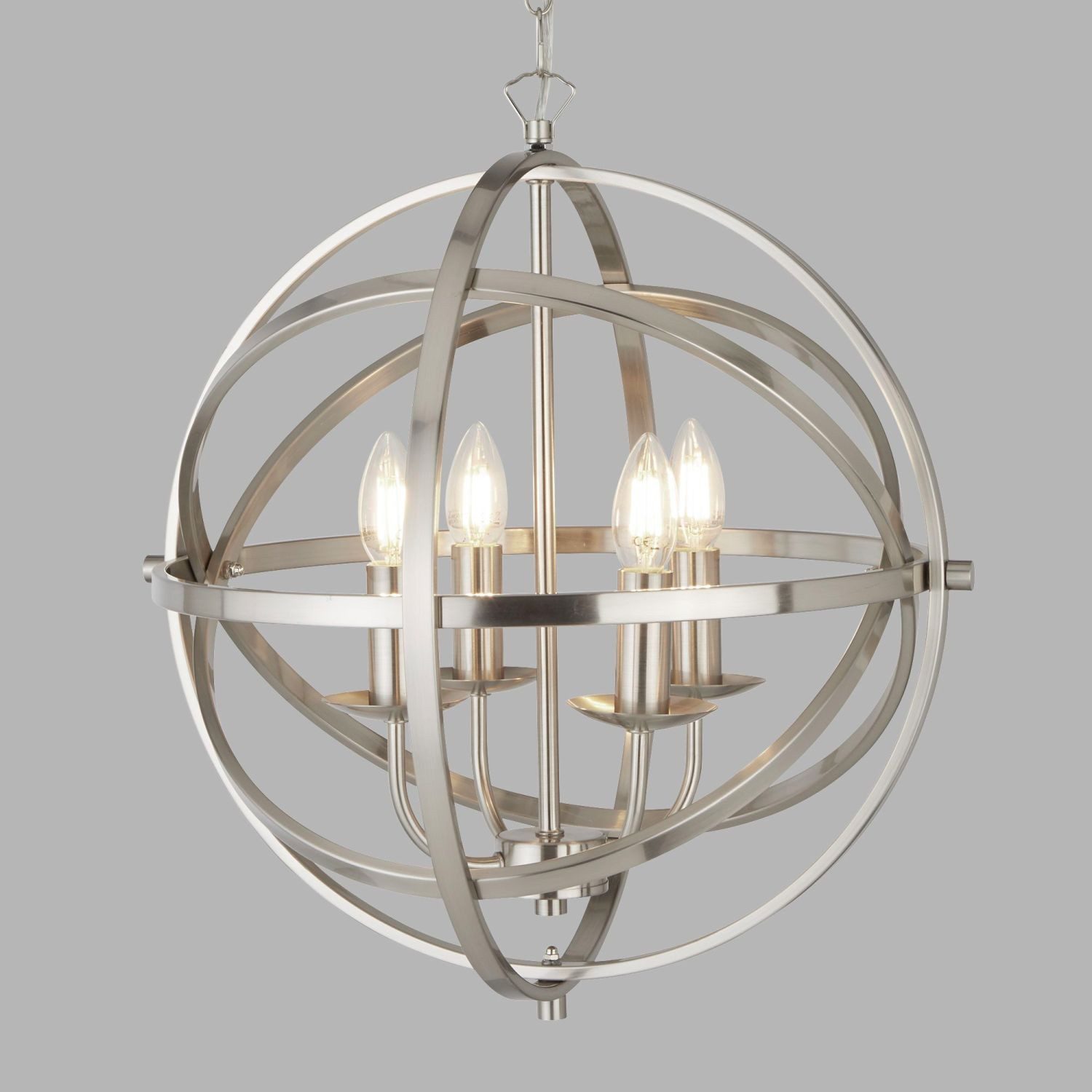 Licht-Erlebnisse Pendelleuchte ORBIT, ohne Leuchtmittel, 4-flammig in Silber matt E14 D: 45 cm Metall Klassisch Wohnzimmer