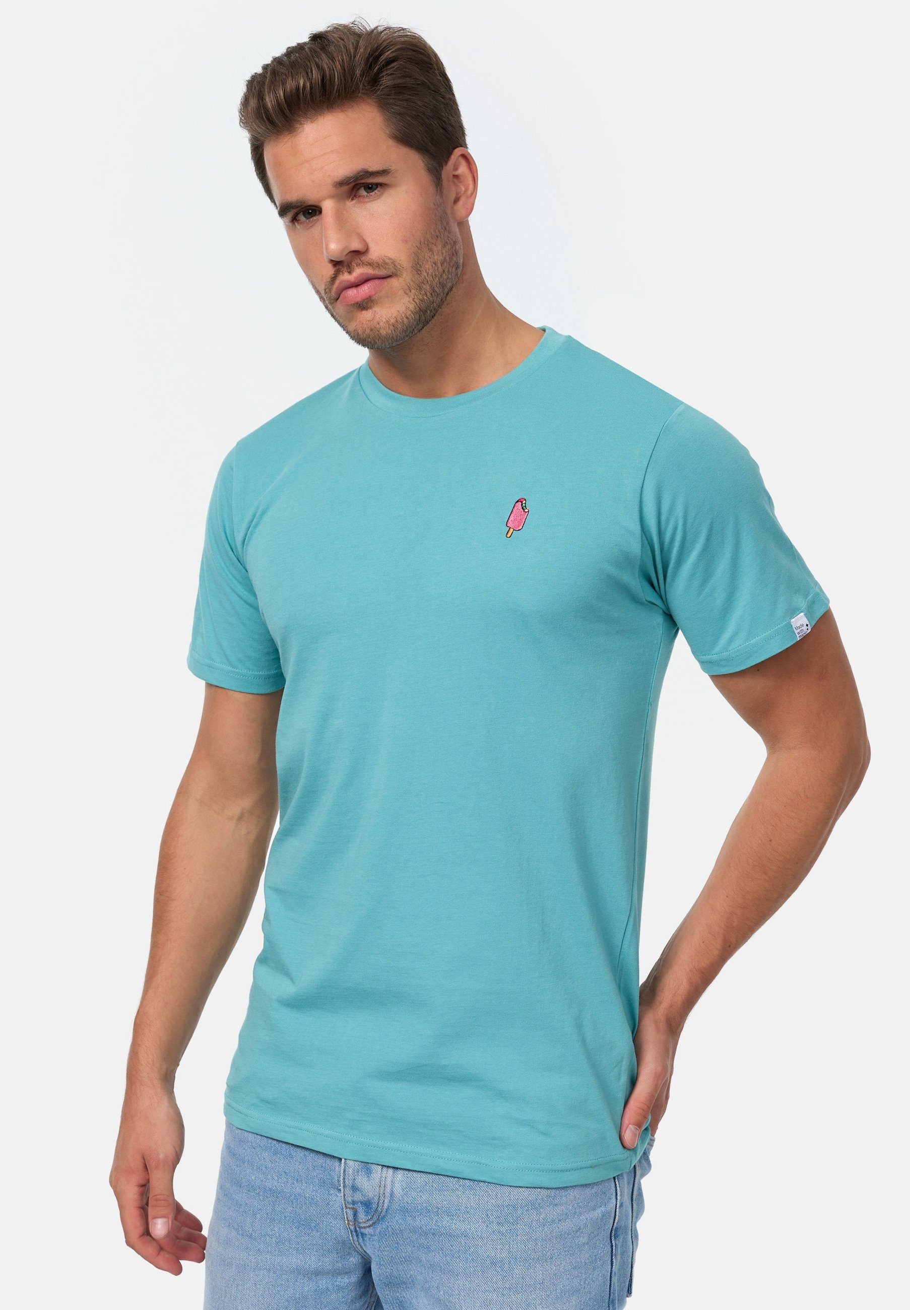 MIKON T-Shirt Eis GOTS zertifizierte Bio-Baumwolle Aqua