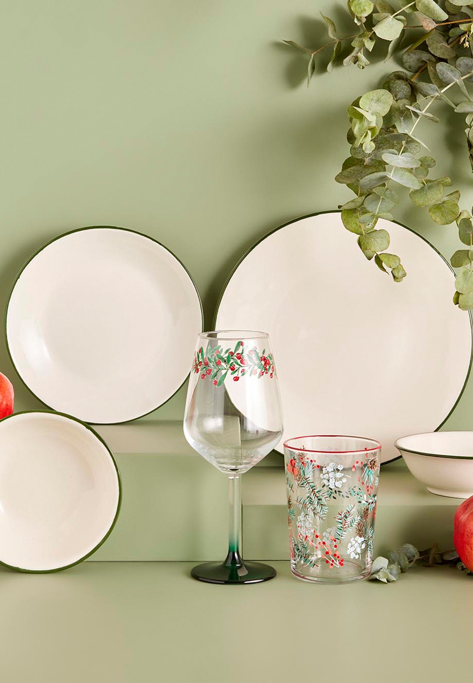 Bella Maison Servierplatte Allure, Keramik, grün praktischen (6-tlg), 6er-Set weiß, im Keramik