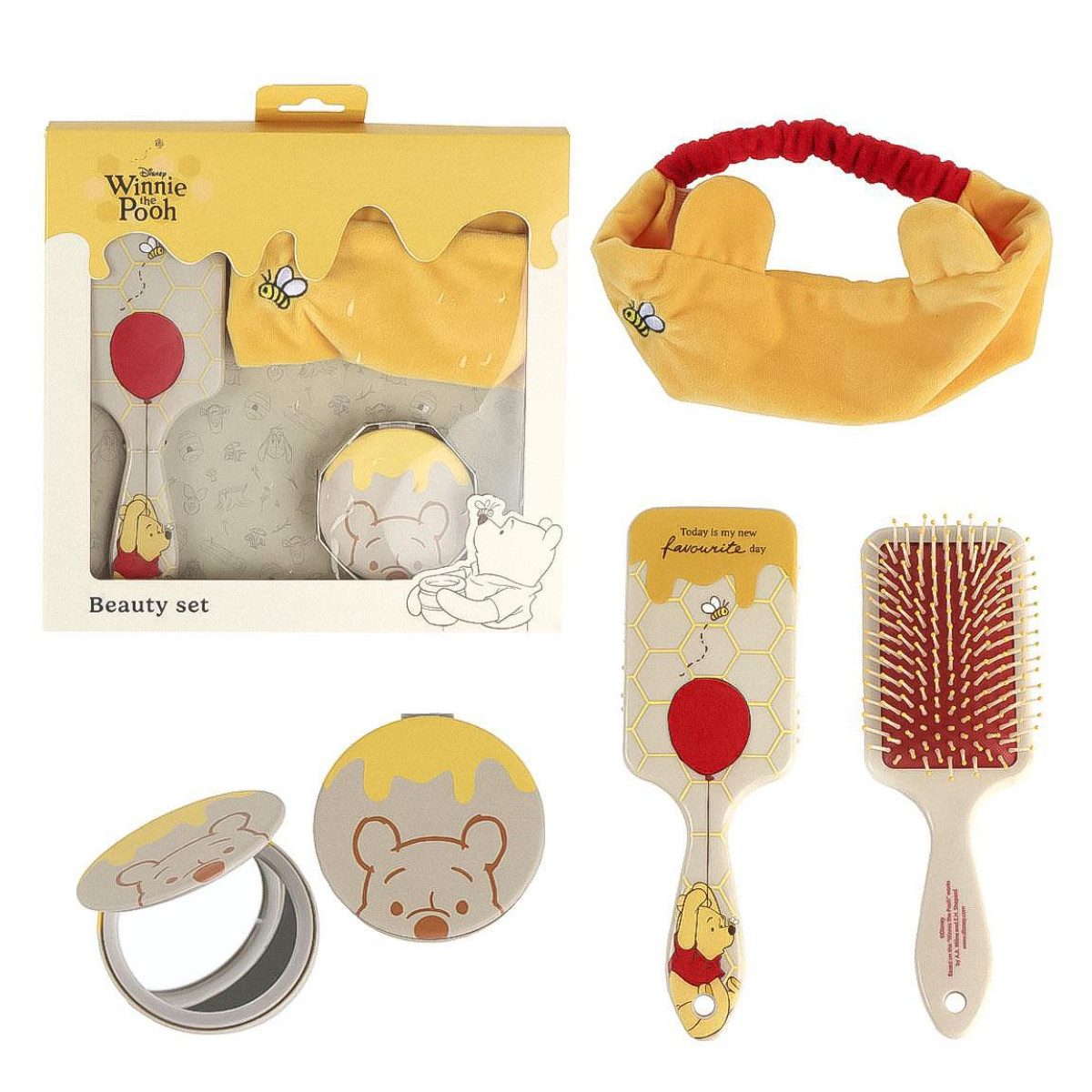Disney Winnie Puuh Haarpflege-Set Körperpflege Set für Zuhause Reisen Urlaub und tägliche Pflegeroutine, Set, 3-tlg.
