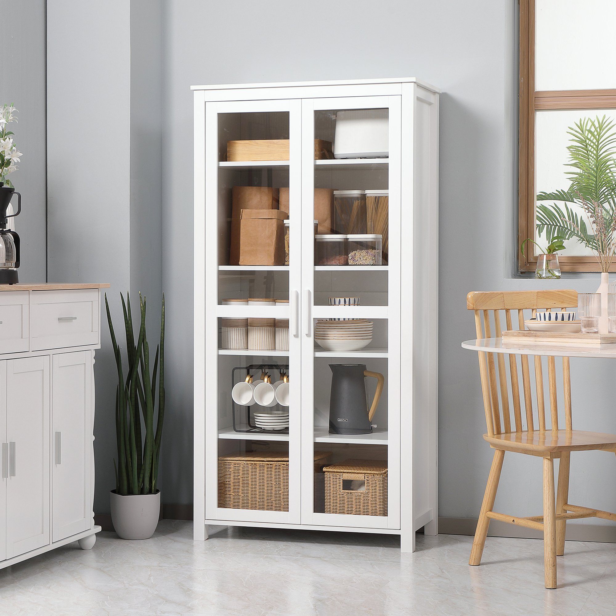 HOMCOM Hochschrank im Vintage-Design, 4 Regale, günstig online kaufen