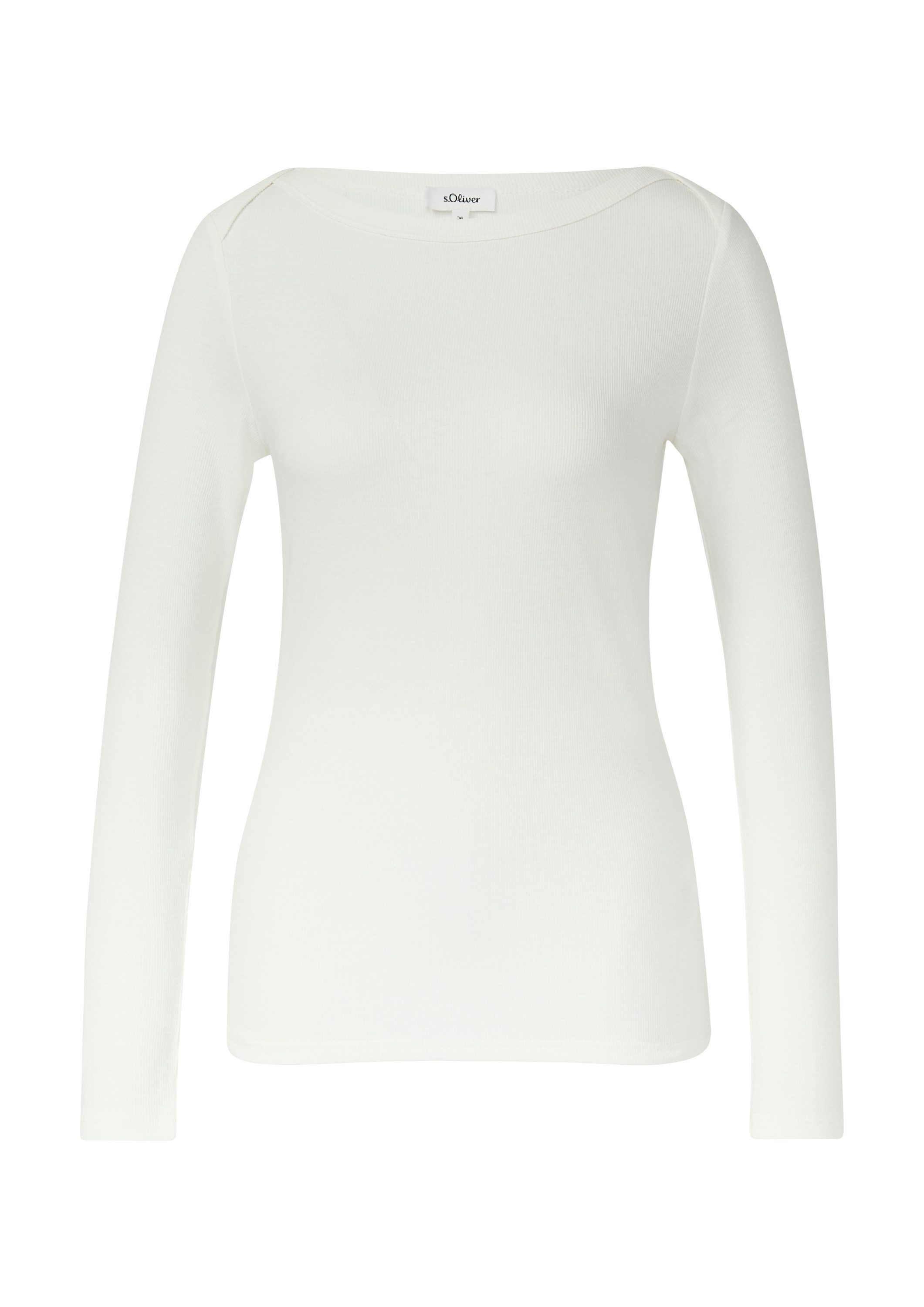 s.Oliver Langarmshirt T-Shirt Geripptes Langarmshirt mit U-Boot-Ausschnitt günstig online kaufen
