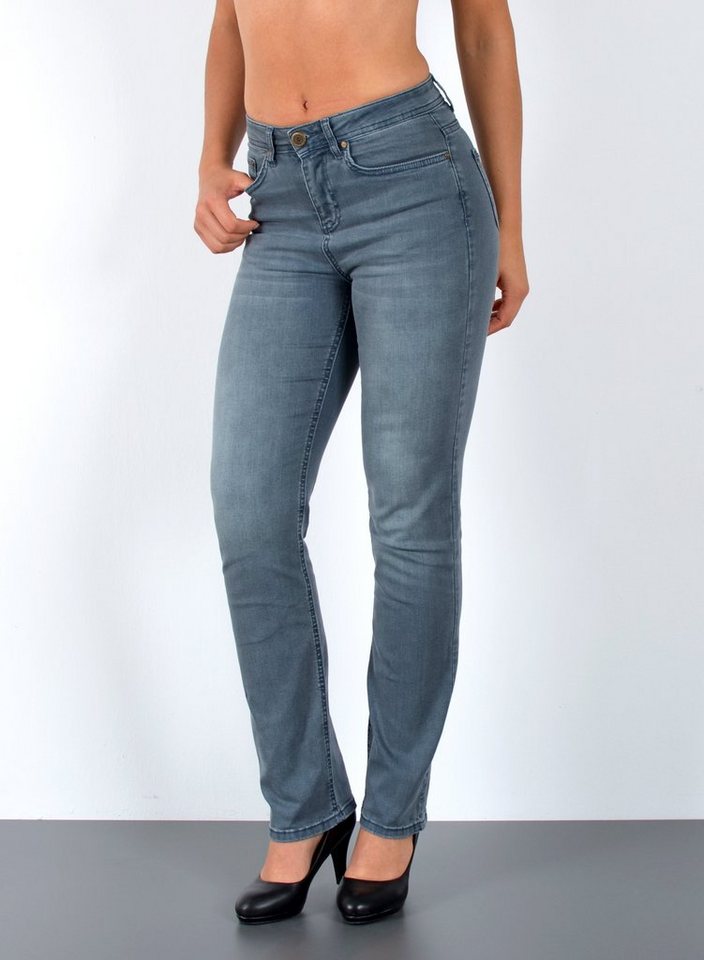 ESRA Straight-Jeans Premium High Waist Jeans Damen Straight Leg Hosen Stretch-Jeans G8 Straight Leg Damen Jeans High Waist Hose Stretch Regular Jeanshose