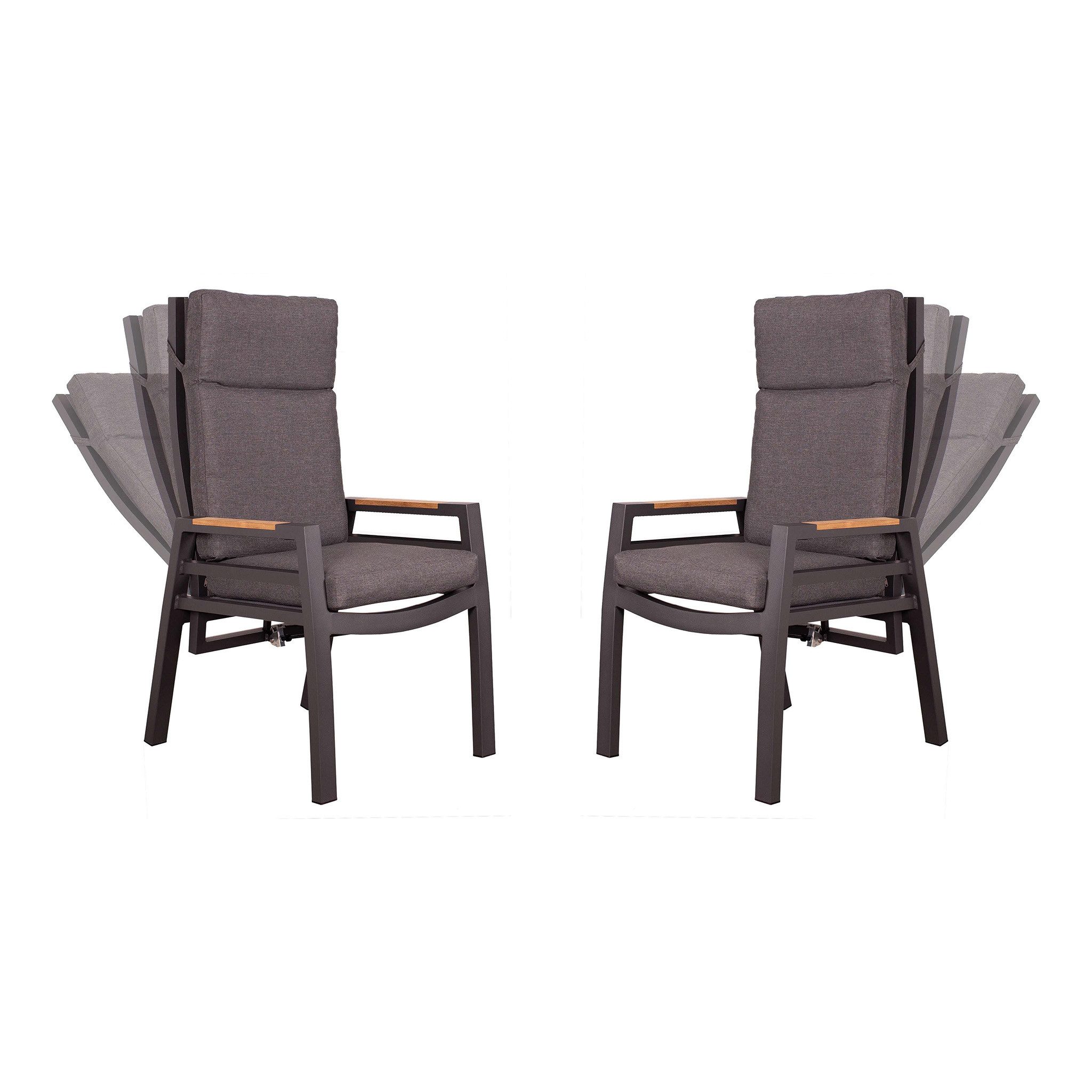 bene living Relaxsessel Sevilla - uni anthrazit - mit Gasdruckfeder (2-St., 2er Set Relaxsessel Sevilla), stufenlos verstellbar - inkl. Kissen - stabiler Alurahmen