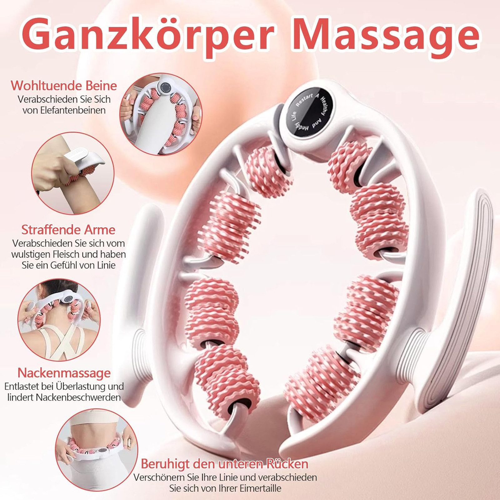 SURFOU Massagegerät Cellulite Massagegerät Linderung von Muskelbeschwerden und Schmerzen, 360° Abdeckung Massageroller für Beine, Oberschenkel, Gesäß, Armen