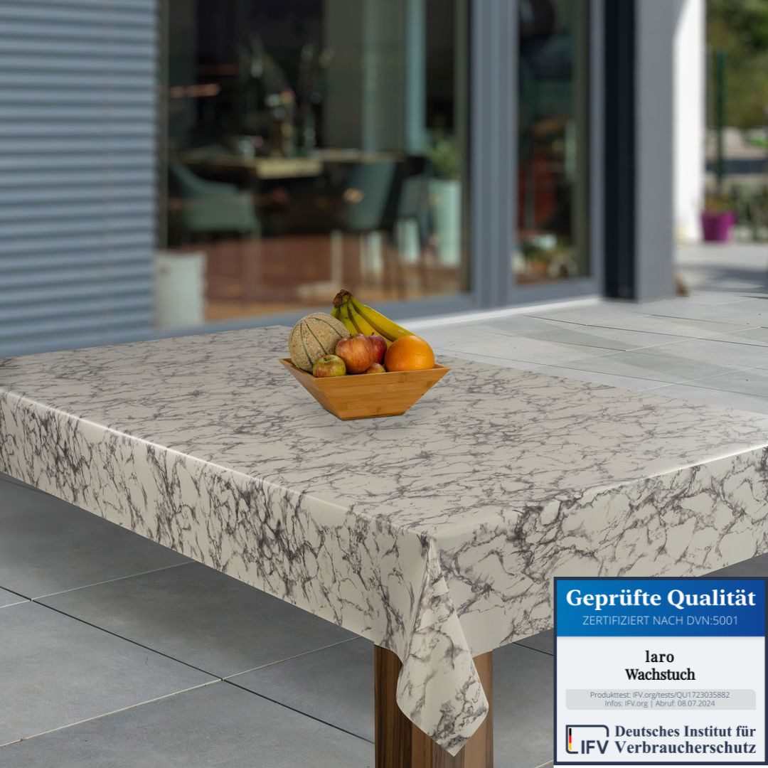 laro Tischdecke Wachstuch-Tischdecken Abwaschbar Marmor Weiß Schwarz Grau r günstig online kaufen