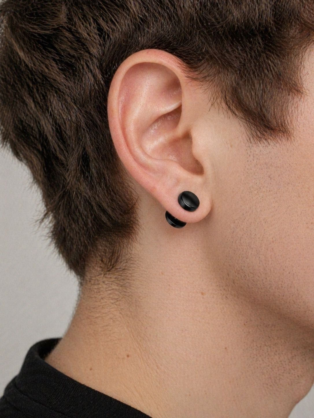 Taffstyle Fake-Ear-Plug Piercing Ohrstecker Fake Tunnel Hantel Halbrund poliert (Ohrring Ohrstecker mit Platten glänzend Damen & Herren Chirurgenstahl) – Bild 3 von 3