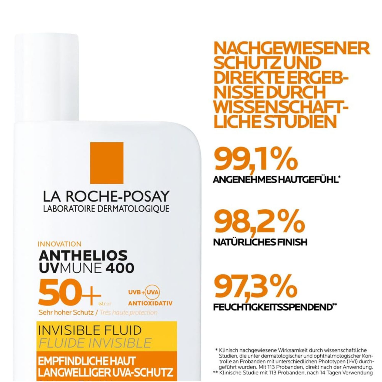La Roche-Posay Sonnenschutzcreme Anthelios UVMune 400 Invisible Fluid – Ultimativer Sonnenschutz mit, LSF 50+ – Ultraleichte, wasserfeste Formel für, empfindliche Haut und tägliche Anwendung – 50 ml