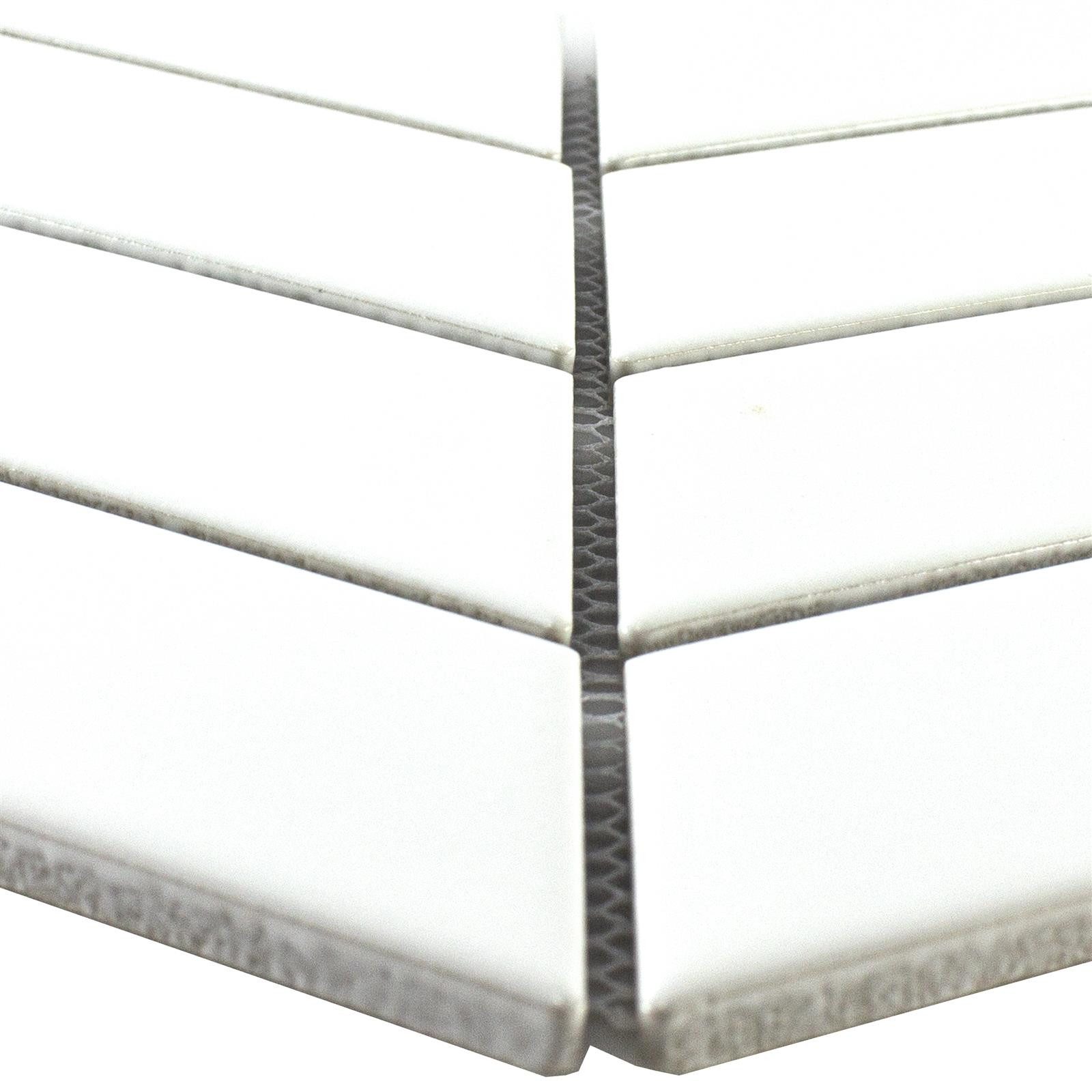 Mosafil Mosaikfliesen Keramik Mosaik Fliese Artesia Fischgrät Glänzend Pfeiloptik, Keramik 22.400x31.800, weiß, Verlegefertig auf ein Netz geklebt - Frostsicher - Wasserfest