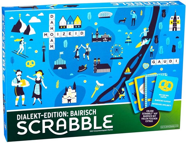 Image of Mattel Games Scrabble Dialekt-Edition Bayern, Gesellschaftsspiel, Familienspiel