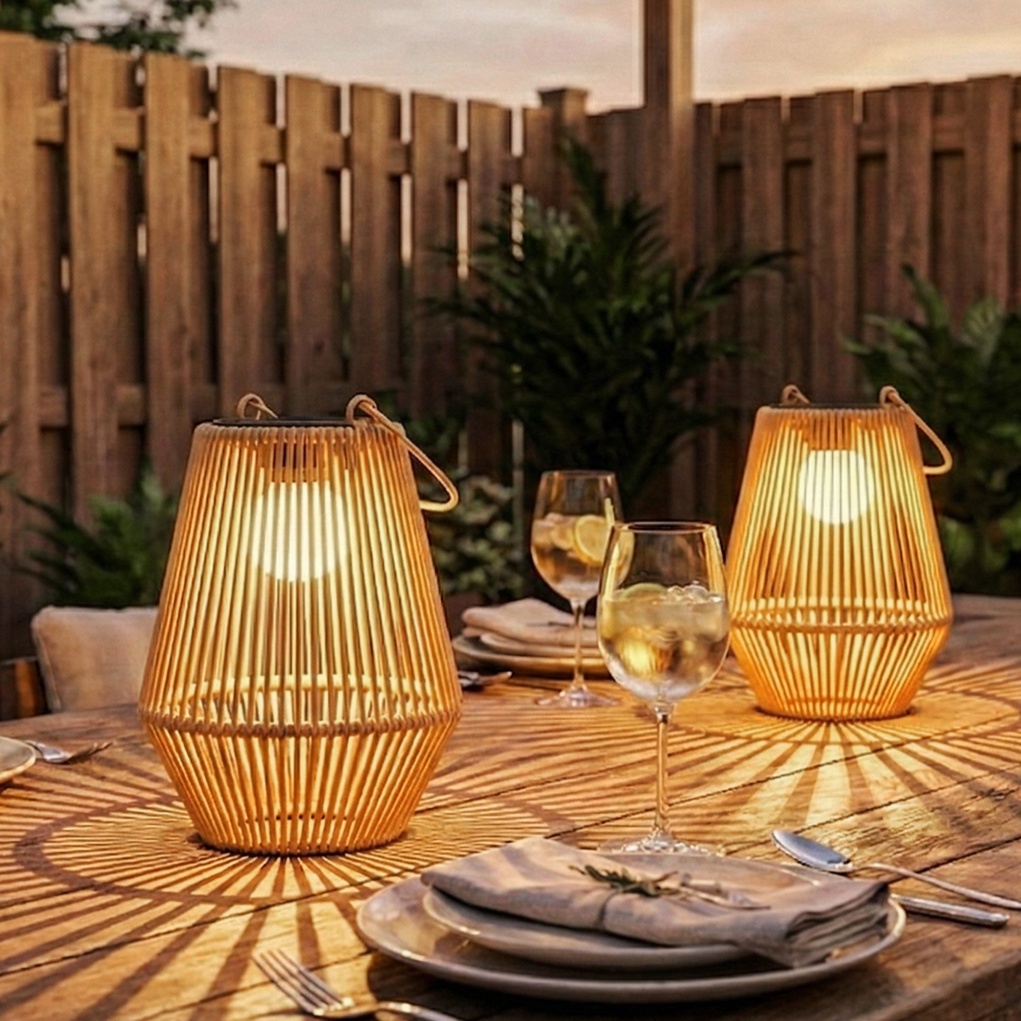 Outsunny LED Solarleuchte Solar Stehlampe Rattan Hängend Solarlampen mit Lichtsensor, Lichtsensor, wetterfest, solarbetrieben, LED fest integriert, Warmgelb, für Garten Balkon Außen Rasen Hof Weg Auffahrt Braun