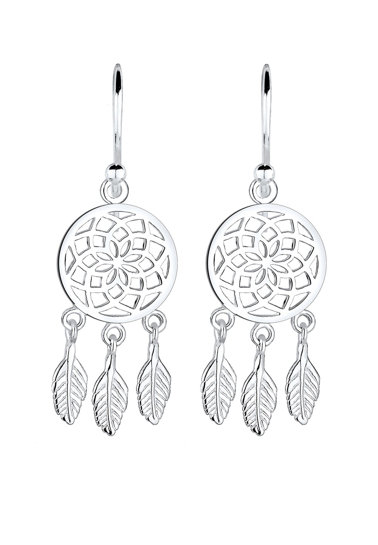 Elli Paar Ohrhänger Traumfänger Federn Boho Festival 925 Silber, Boho günstig online kaufen