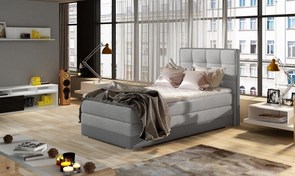 JVmoebel Bett Design Schlaf 90x200cm Grau Zimmer Hotel Luxus Betten Bett Polster