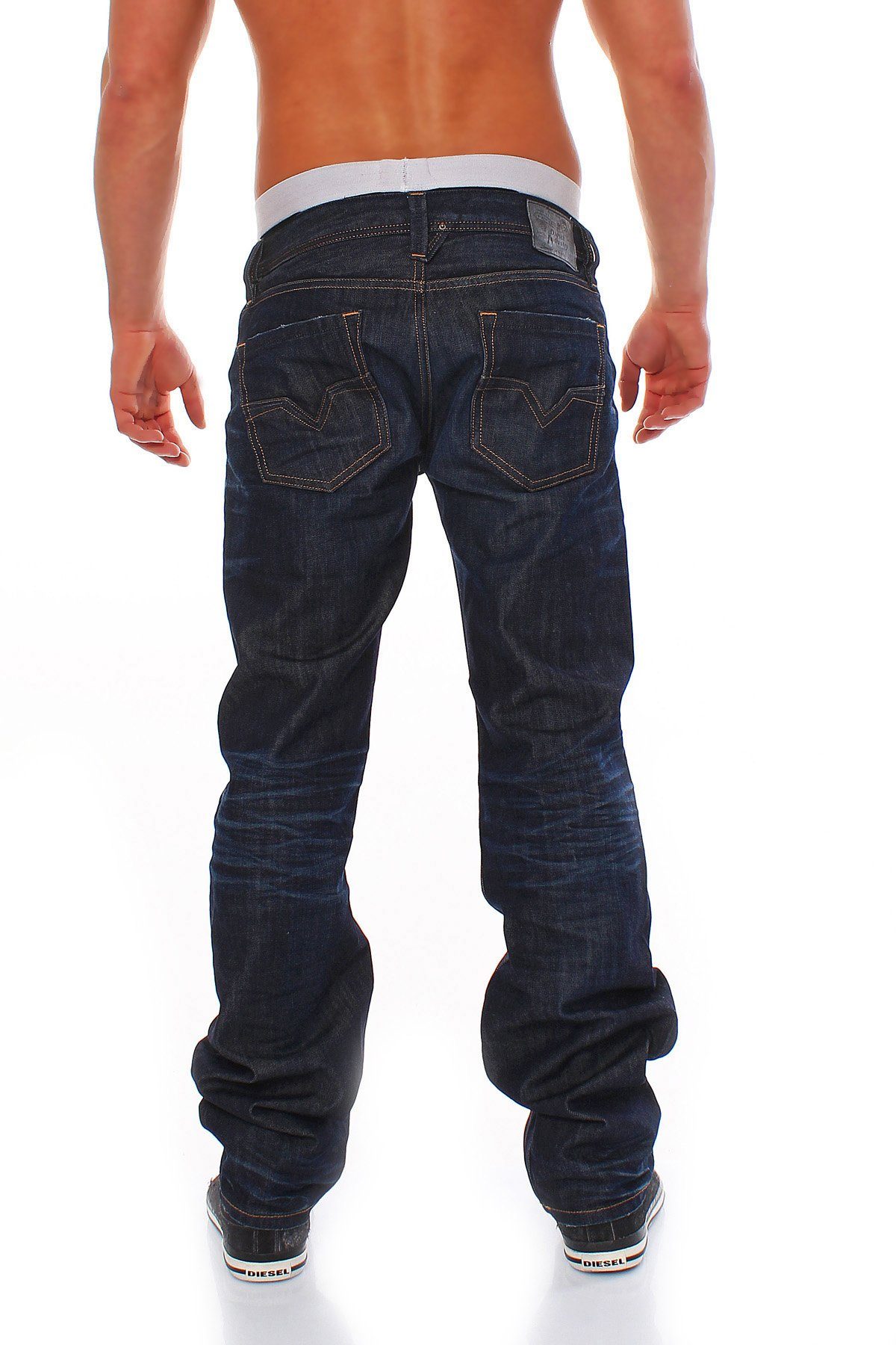 Diesel Gerade Jeans Diesel Herren Larkee Straight Used-Look Regular Dezenter Jeans 0806W