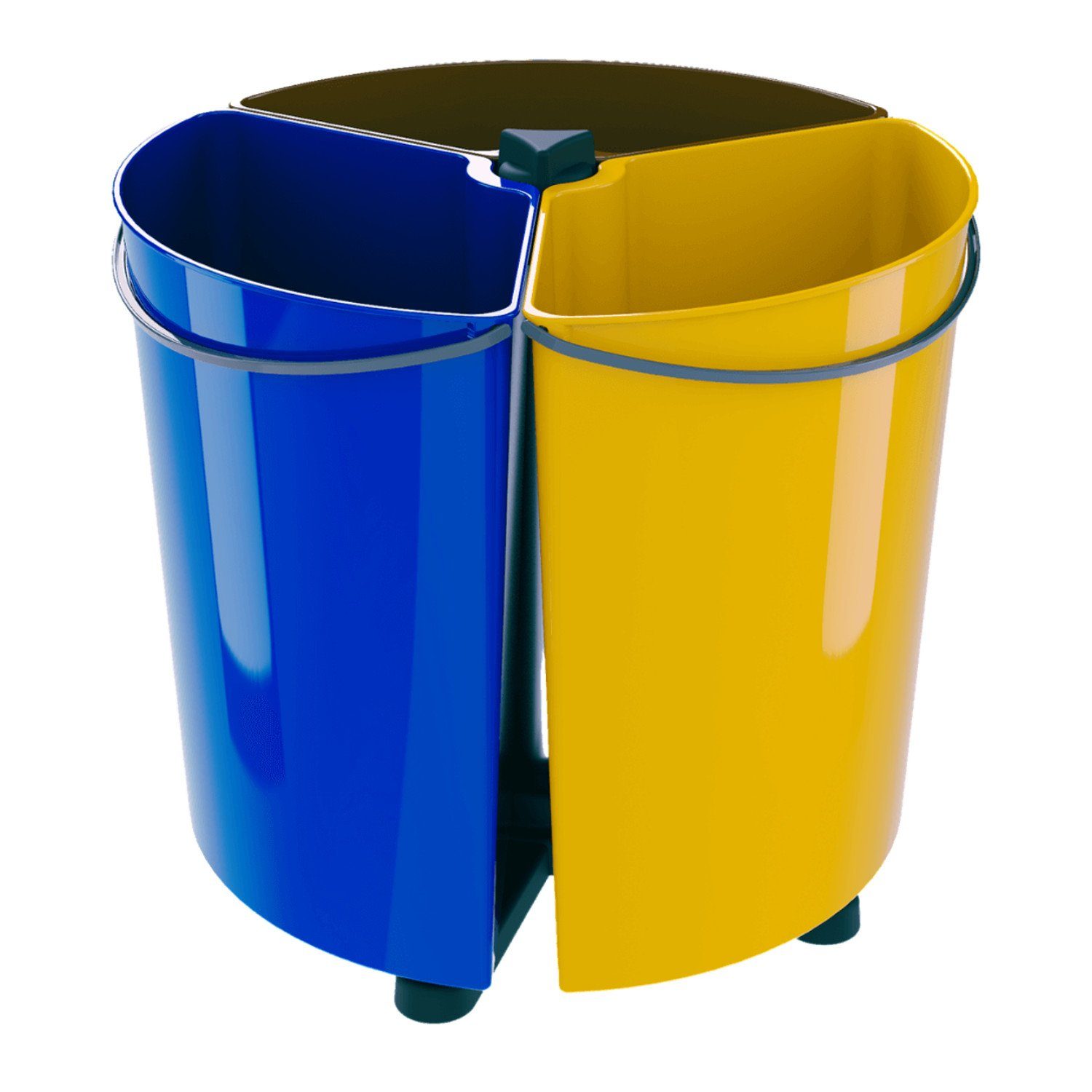 3x runder 11.7L ECO Sortierabfallbehälter Recycling Mülleimer, Drehbarer SMARTECO