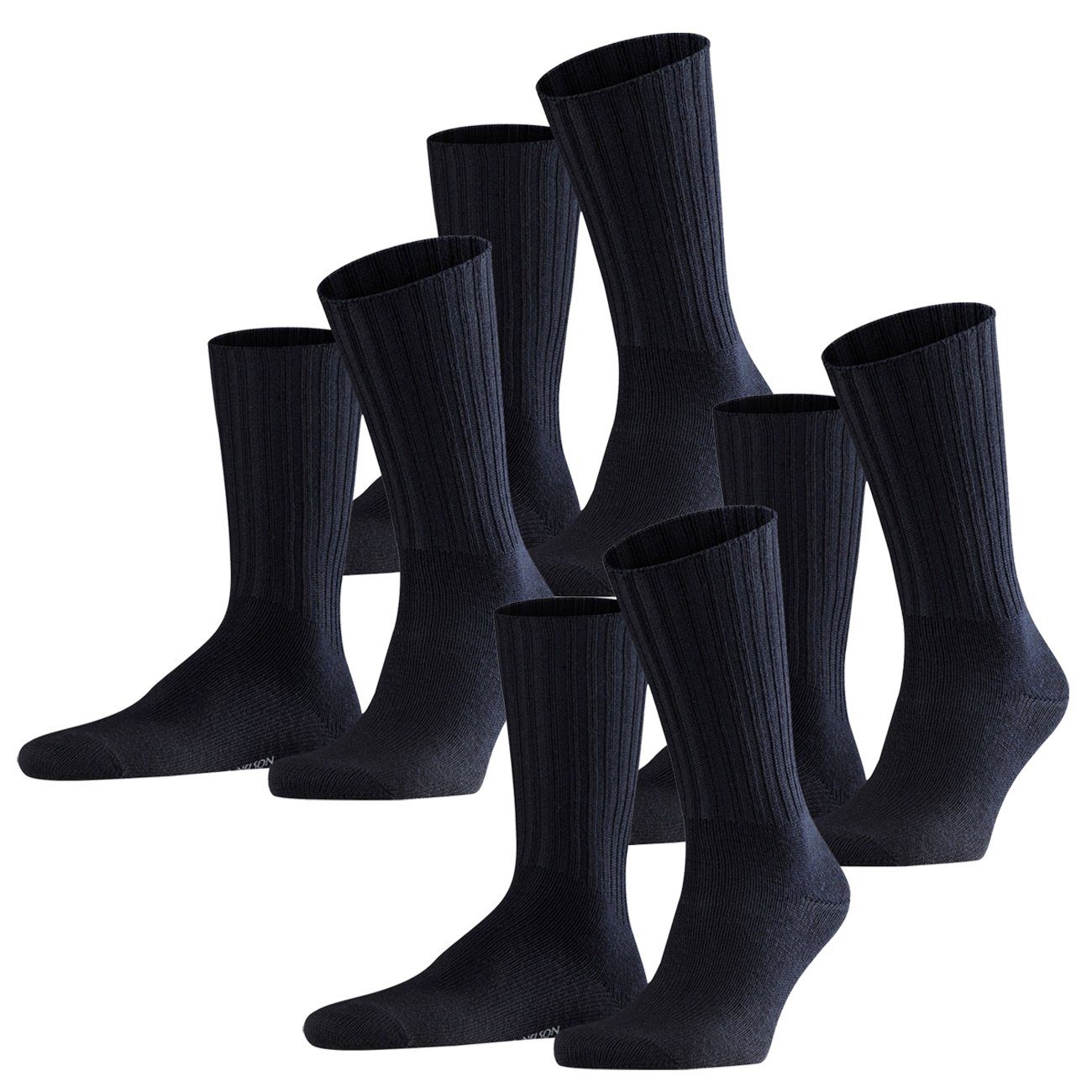 FALKE Langsocken Nelson Socken 4er Pack (4-Paar) aus Wolle Dark Navy (6370) | Socken