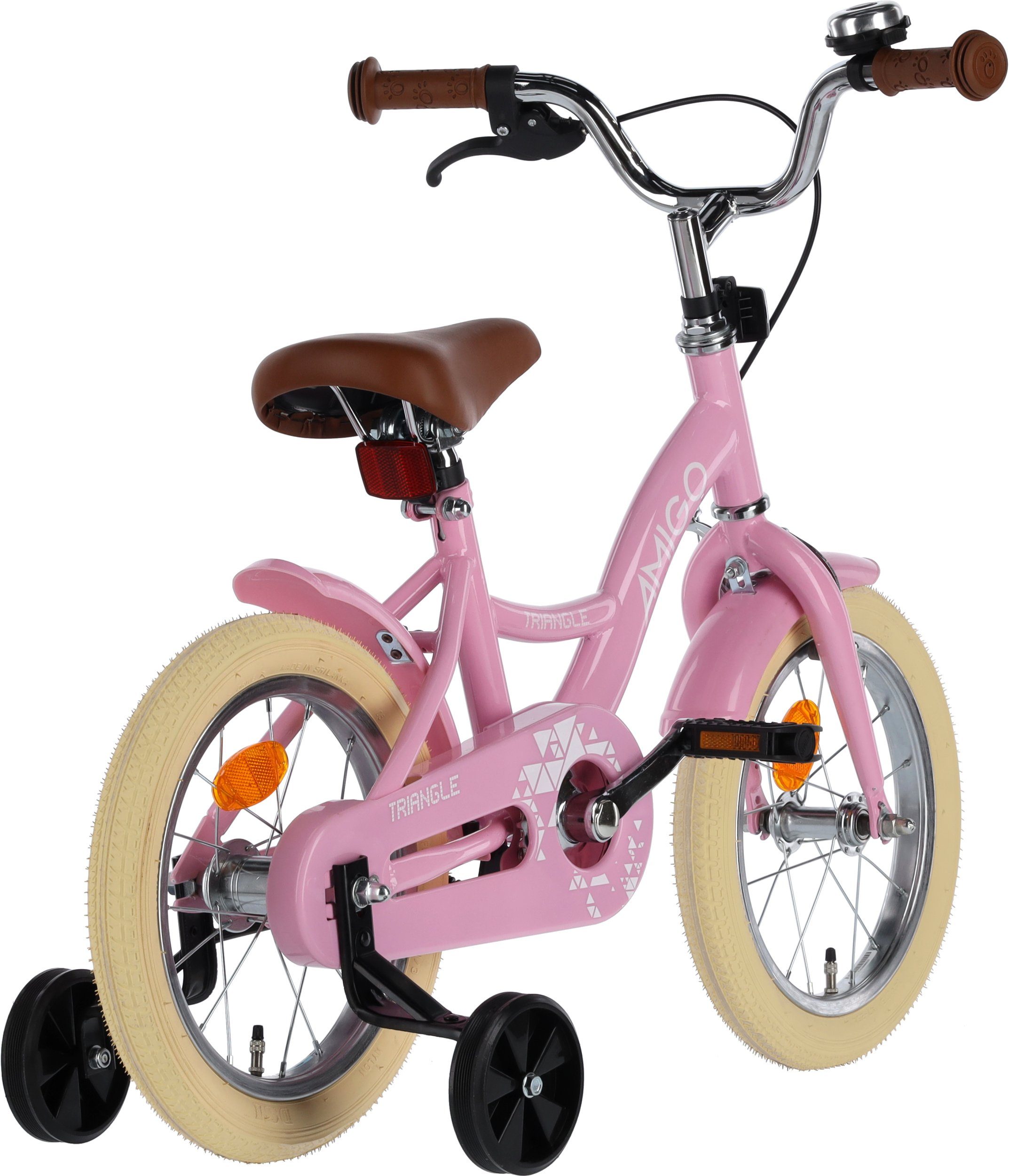 AMIGO Fahrräder Kinderfahrrad AMIGO Zoll Rücktrittbremse Triangle Kinderfahrrad Rosa Mädchen 14